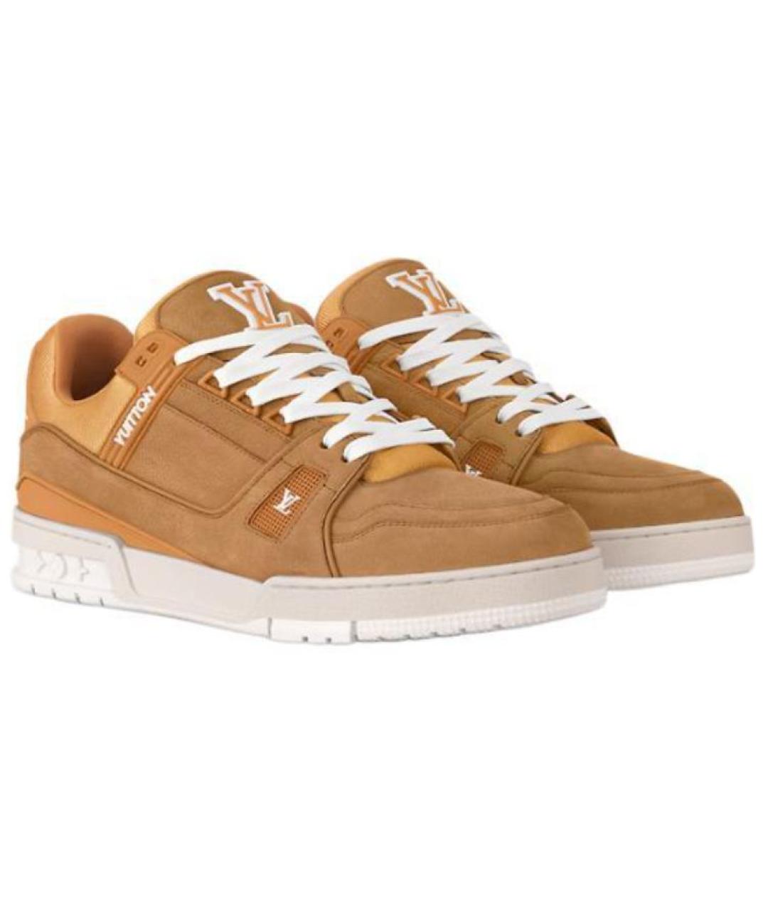 LOUIS VUITTON Оранжевое кожаные кроссовки, фото 3