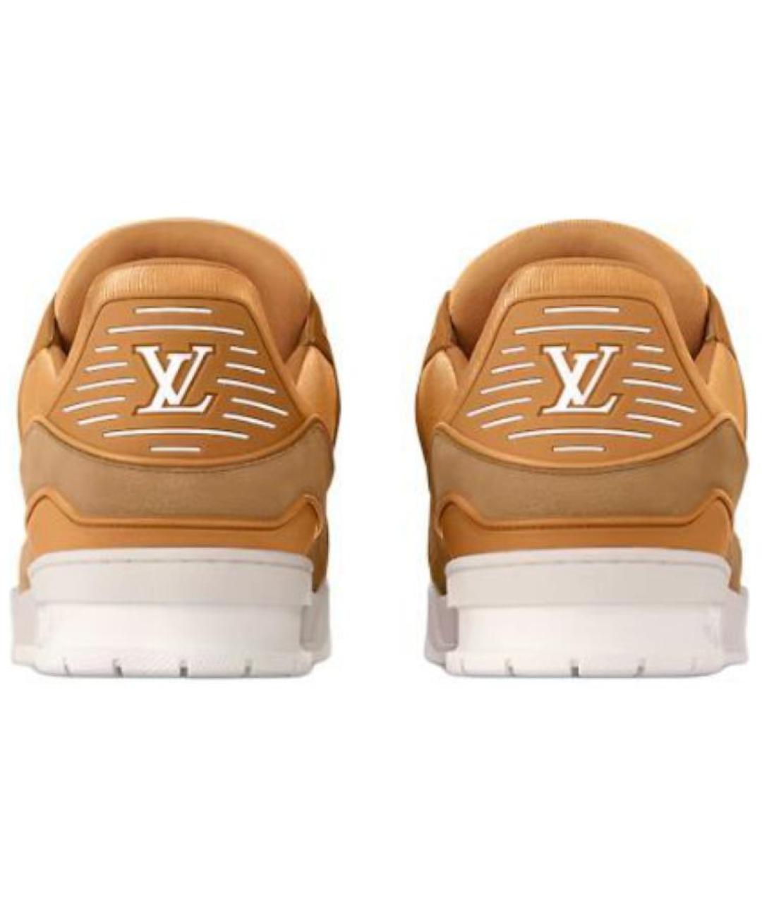 LOUIS VUITTON Оранжевое кожаные кроссовки, фото 4