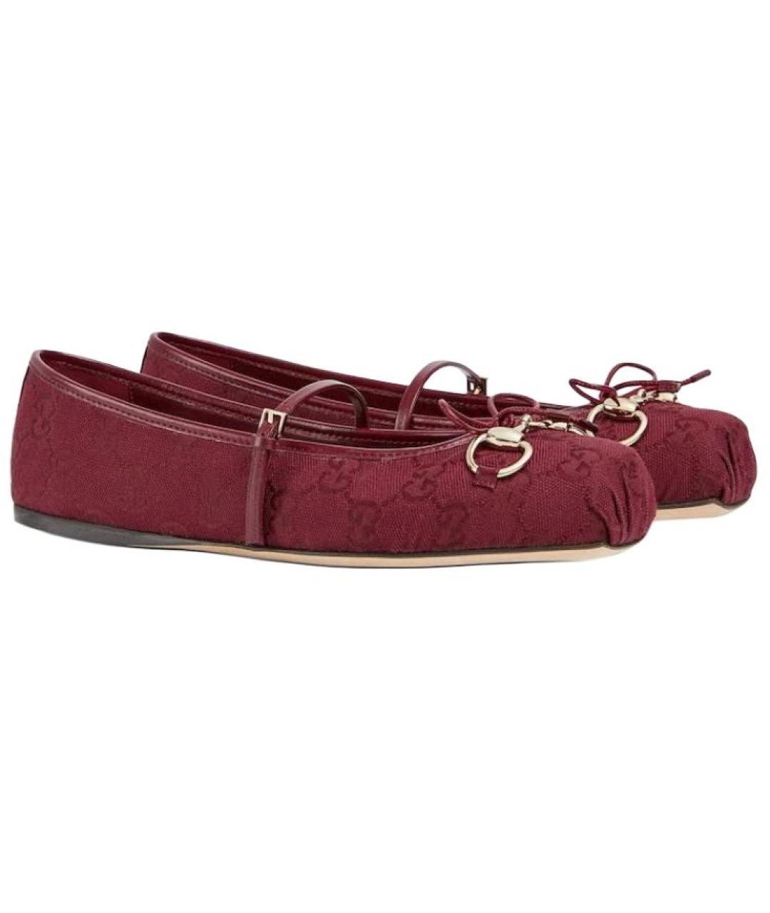 GUCCI Бордовые балетки, фото 3