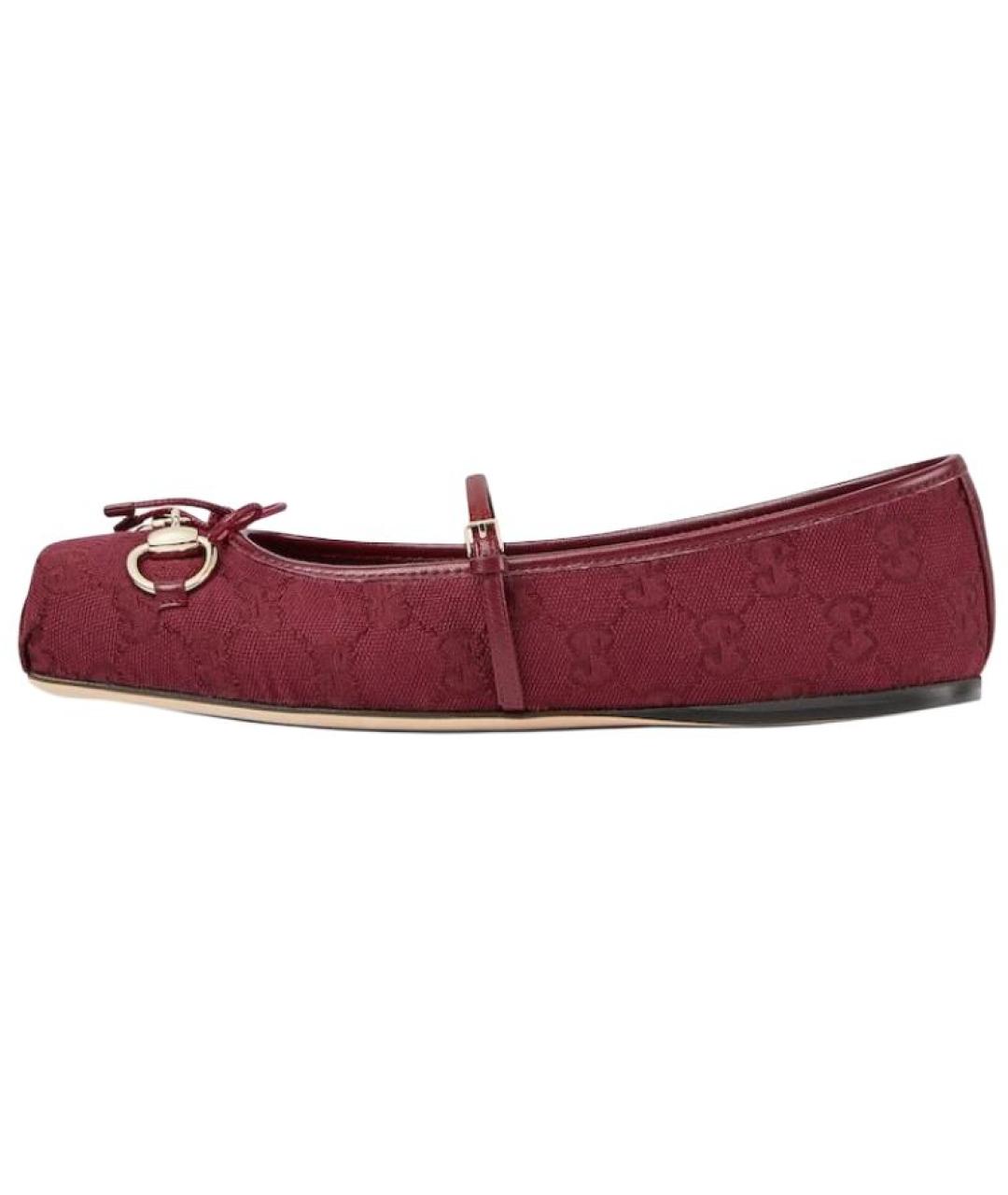 GUCCI Бордовые балетки, фото 2