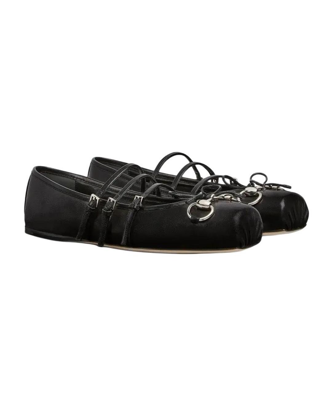 GUCCI Черные кожаные балетки, фото 3