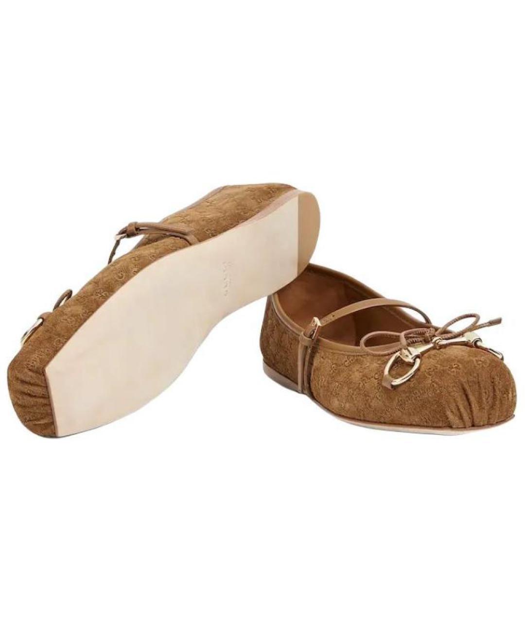 GUCCI Коричневые замшевые балетки, фото 6