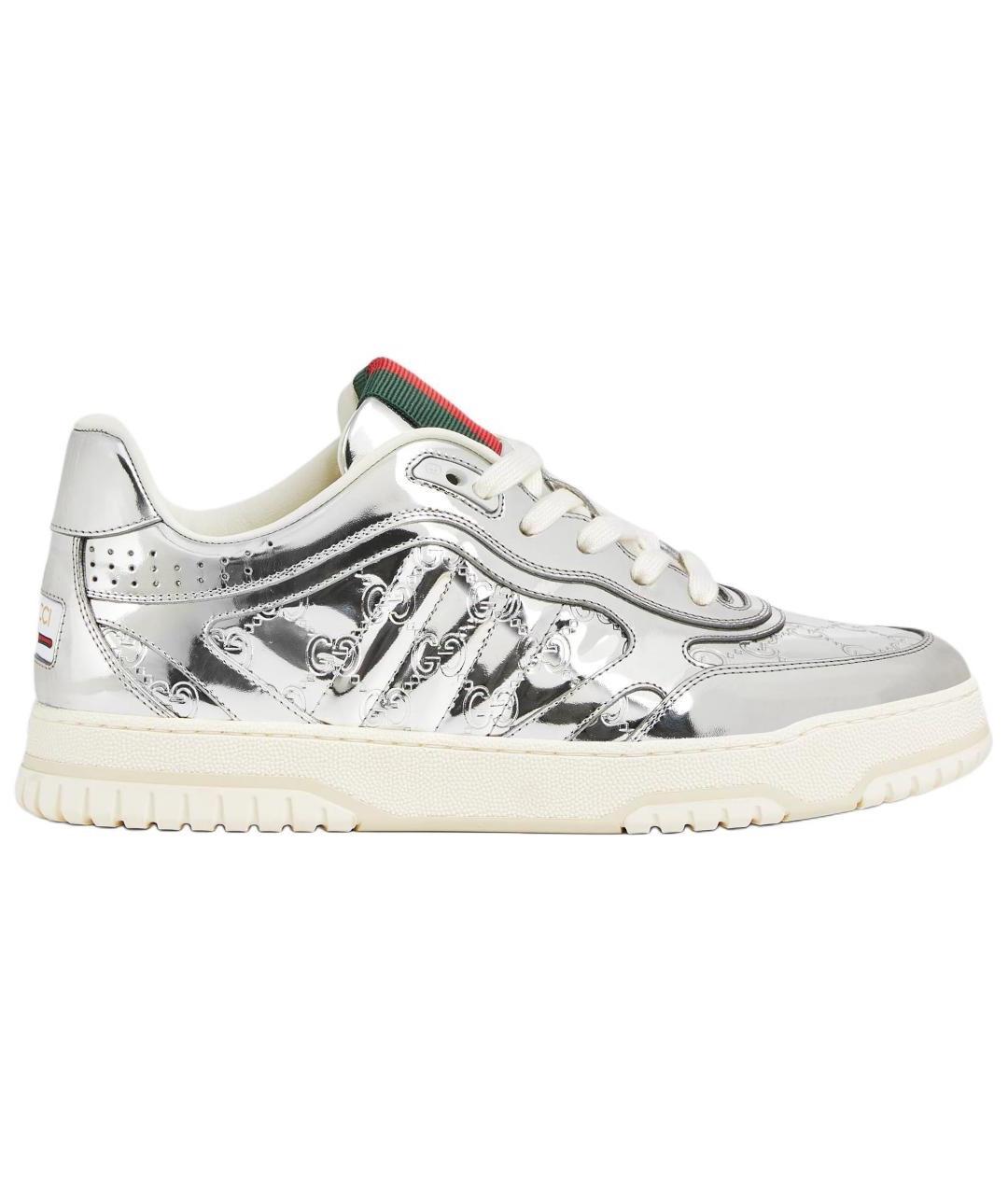 GUCCI Серебряные кожаные низкие кроссовки / кеды, фото 1