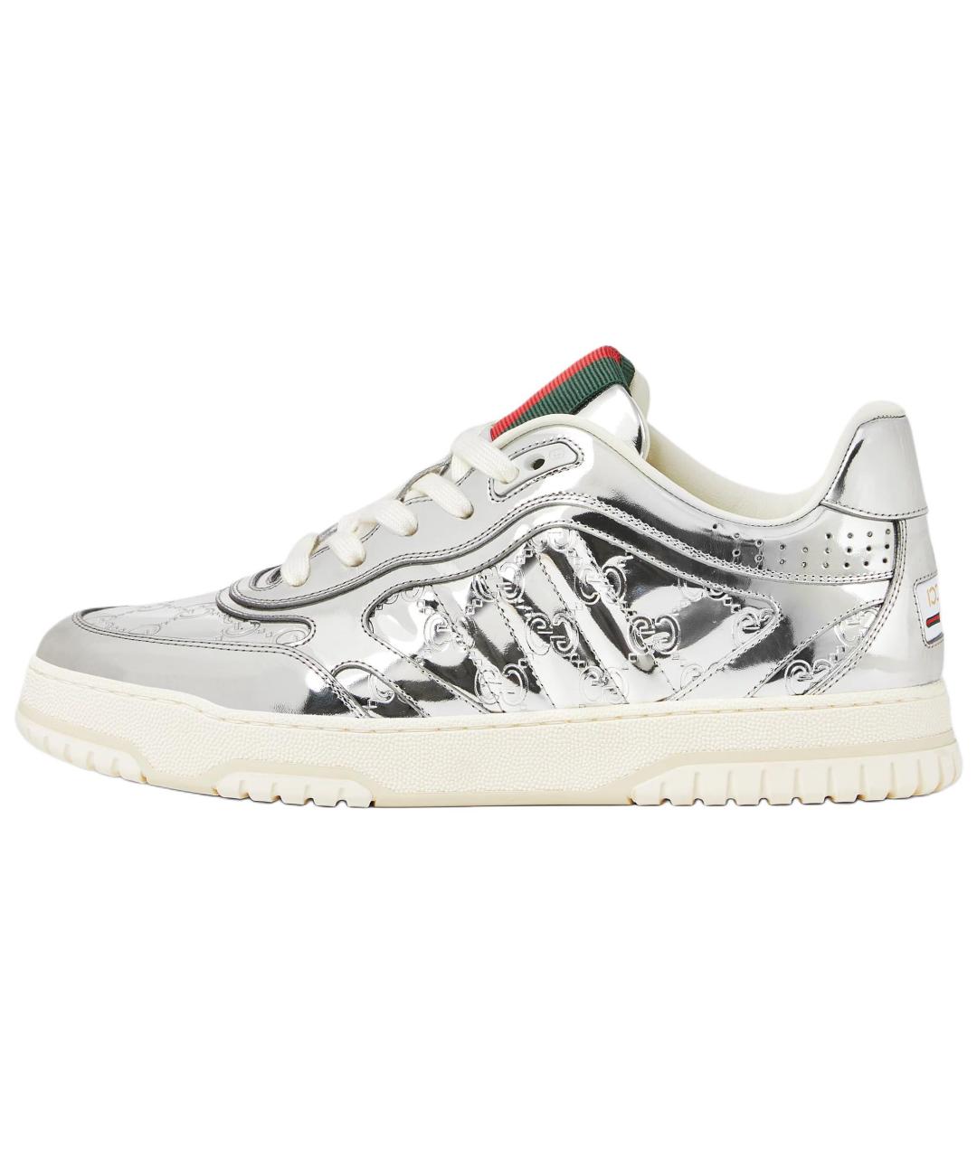 GUCCI Серебряные кожаные низкие кроссовки / кеды, фото 7