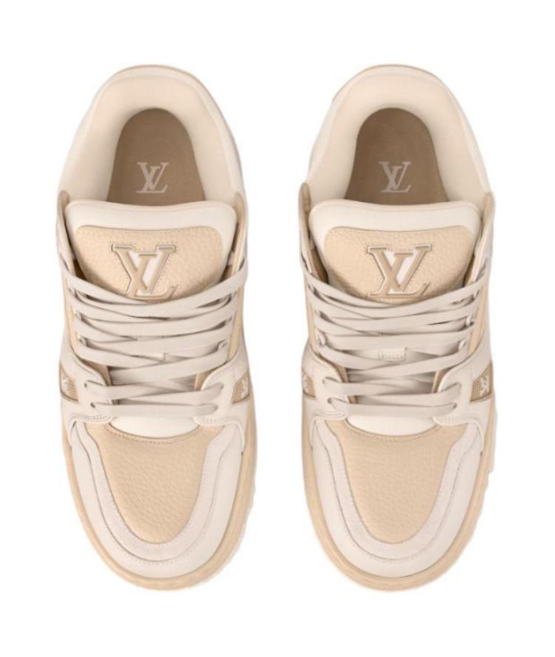 LOUIS VUITTON Розовые кожаные низкие кроссовки / кеды, фото 4