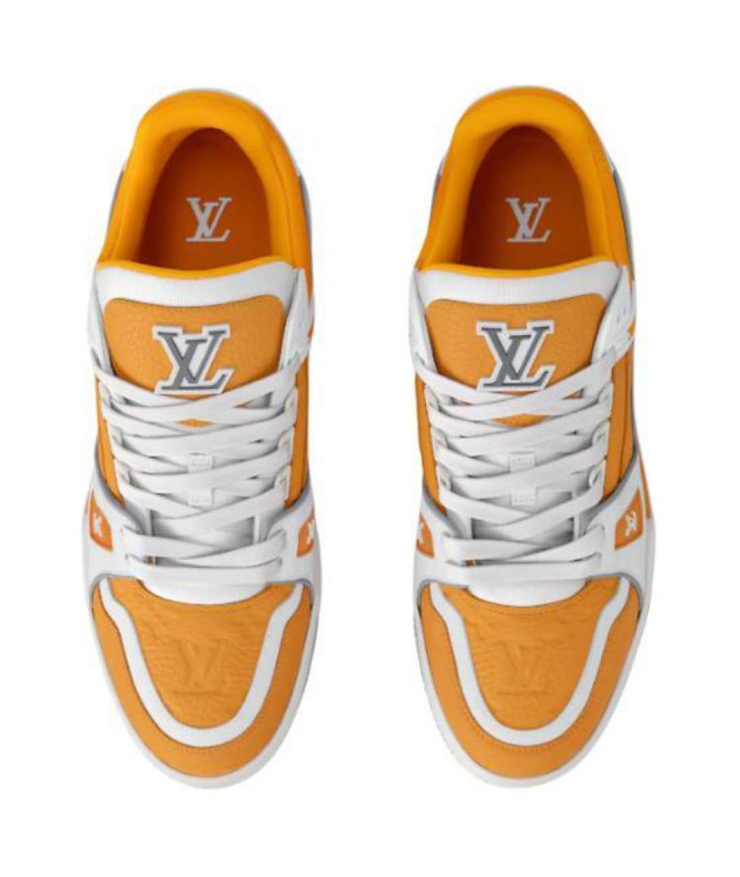 LOUIS VUITTON Оранжевое кожаные низкие кроссовки / кеды, фото 3