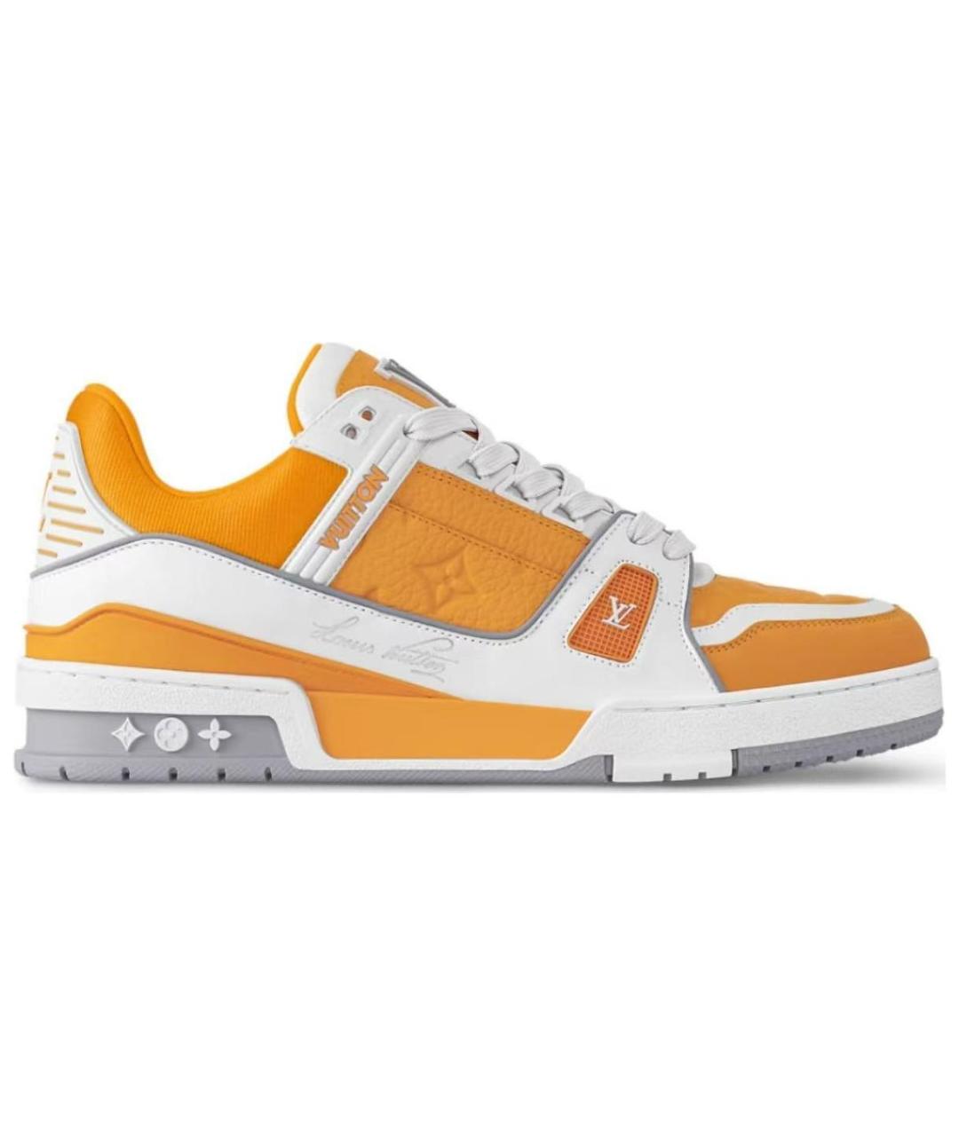 LOUIS VUITTON Оранжевое кожаные низкие кроссовки / кеды, фото 2