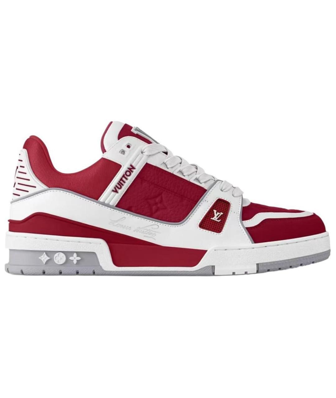 LOUIS VUITTON Красные кожаные низкие кроссовки / кеды, фото 2