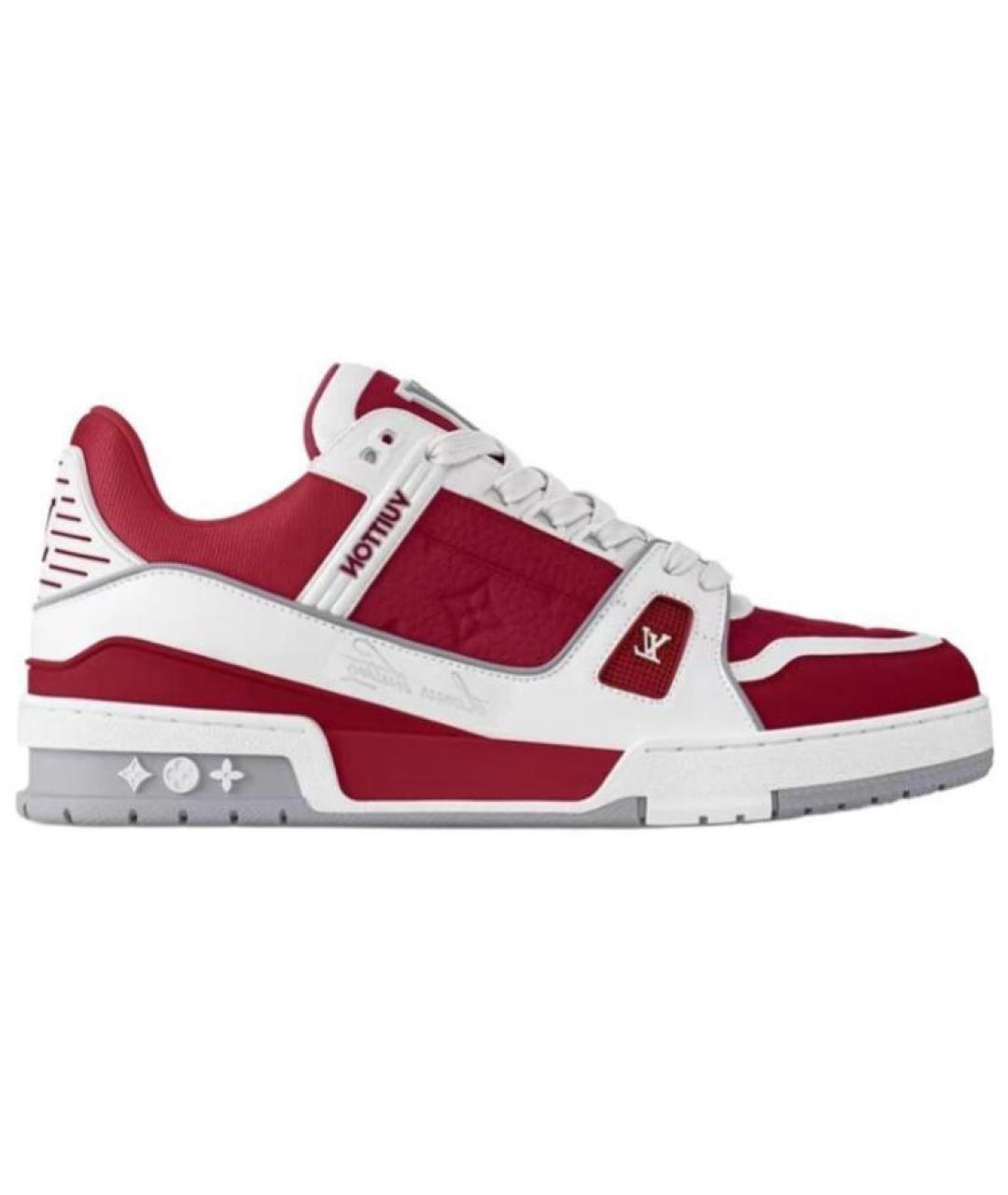 LOUIS VUITTON Красные кожаные низкие кроссовки / кеды, фото 1