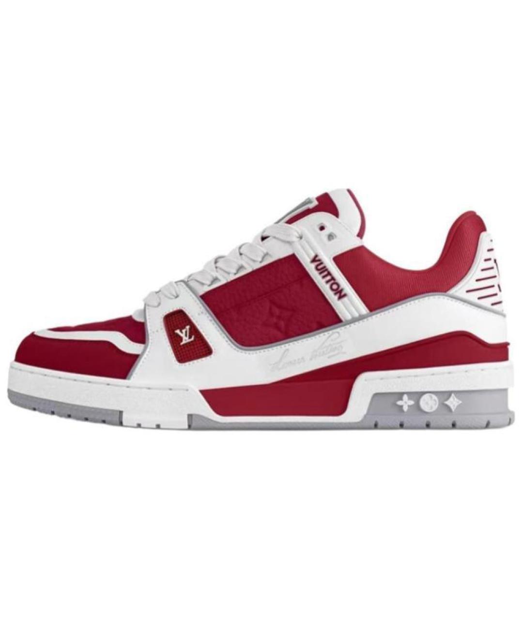 LOUIS VUITTON Красные кожаные низкие кроссовки / кеды, фото 7