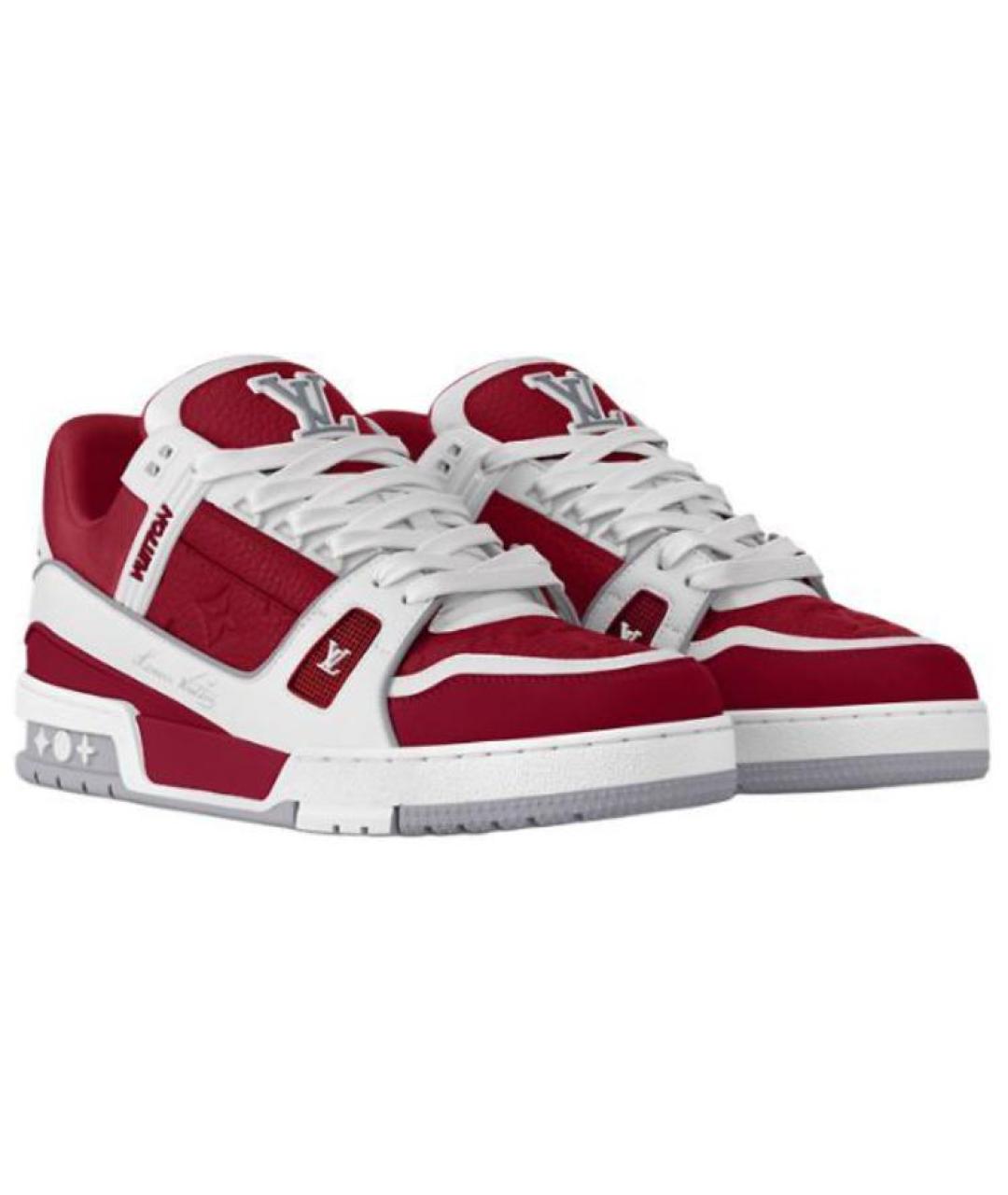 LOUIS VUITTON Красные кожаные низкие кроссовки / кеды, фото 3