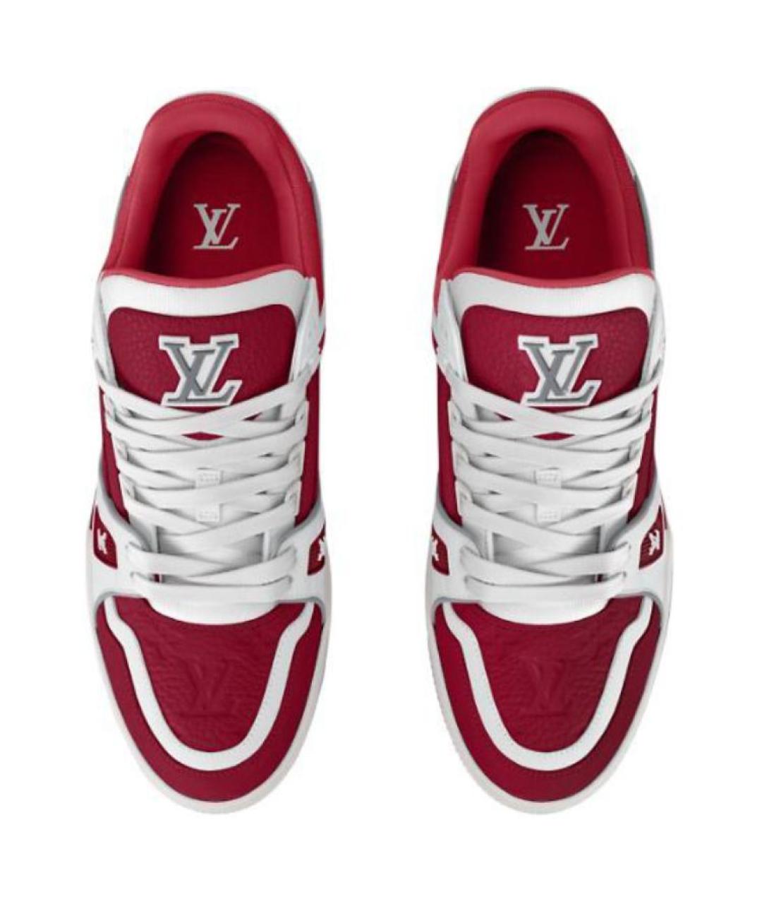 LOUIS VUITTON Красные кожаные низкие кроссовки / кеды, фото 4
