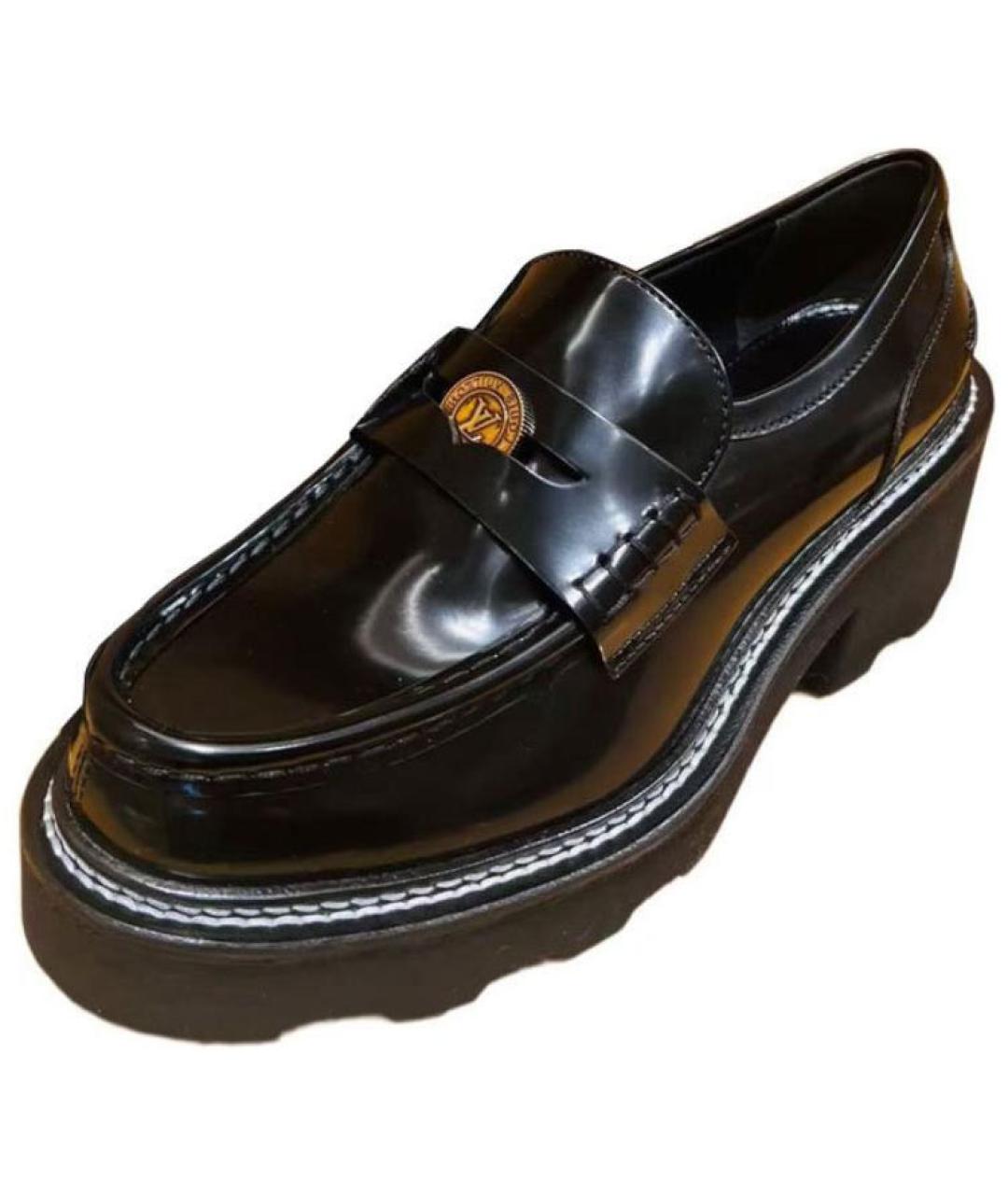 LOUIS VUITTON Черные кожаные лоферы, фото 2