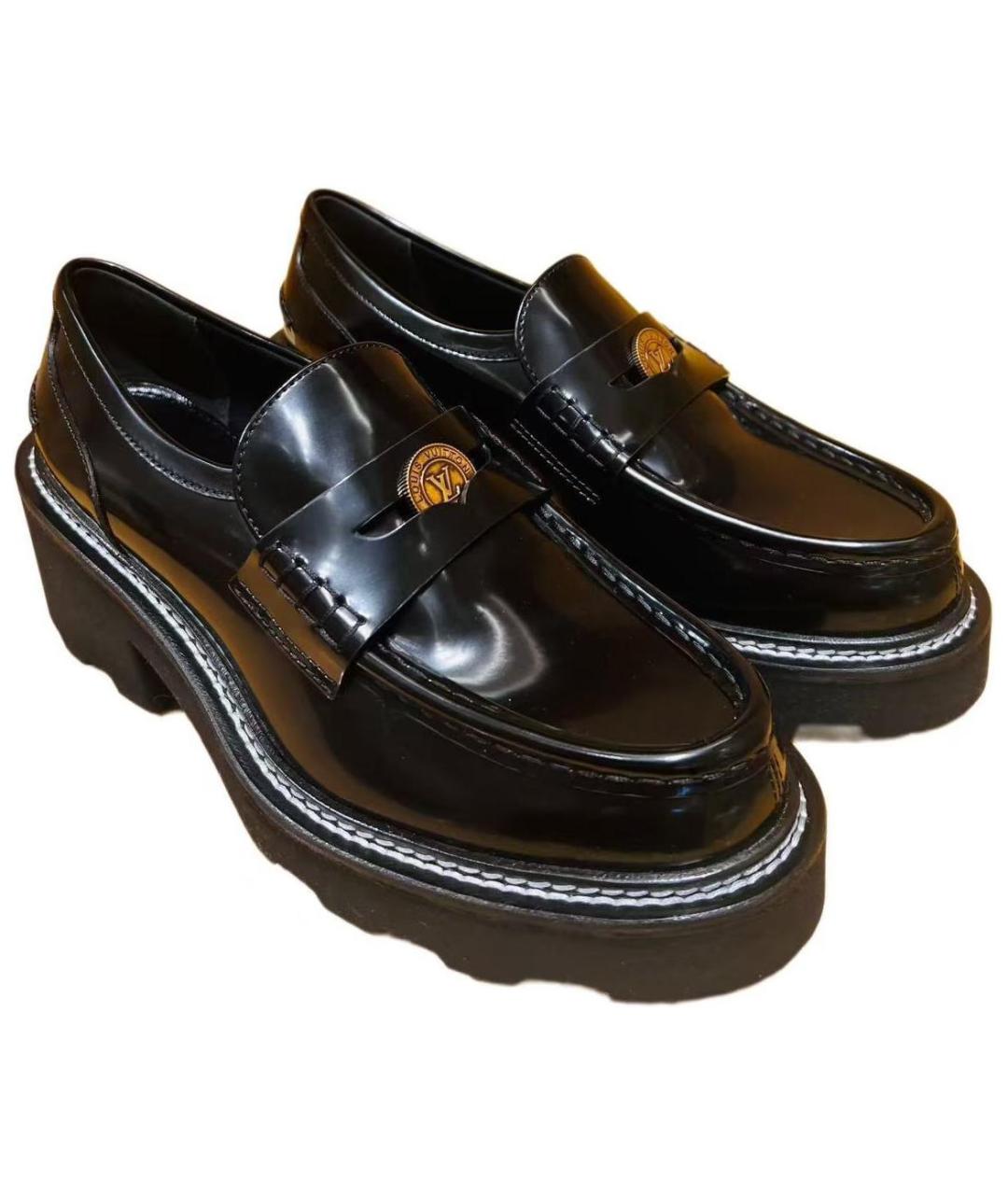 LOUIS VUITTON Черные кожаные лоферы, фото 3