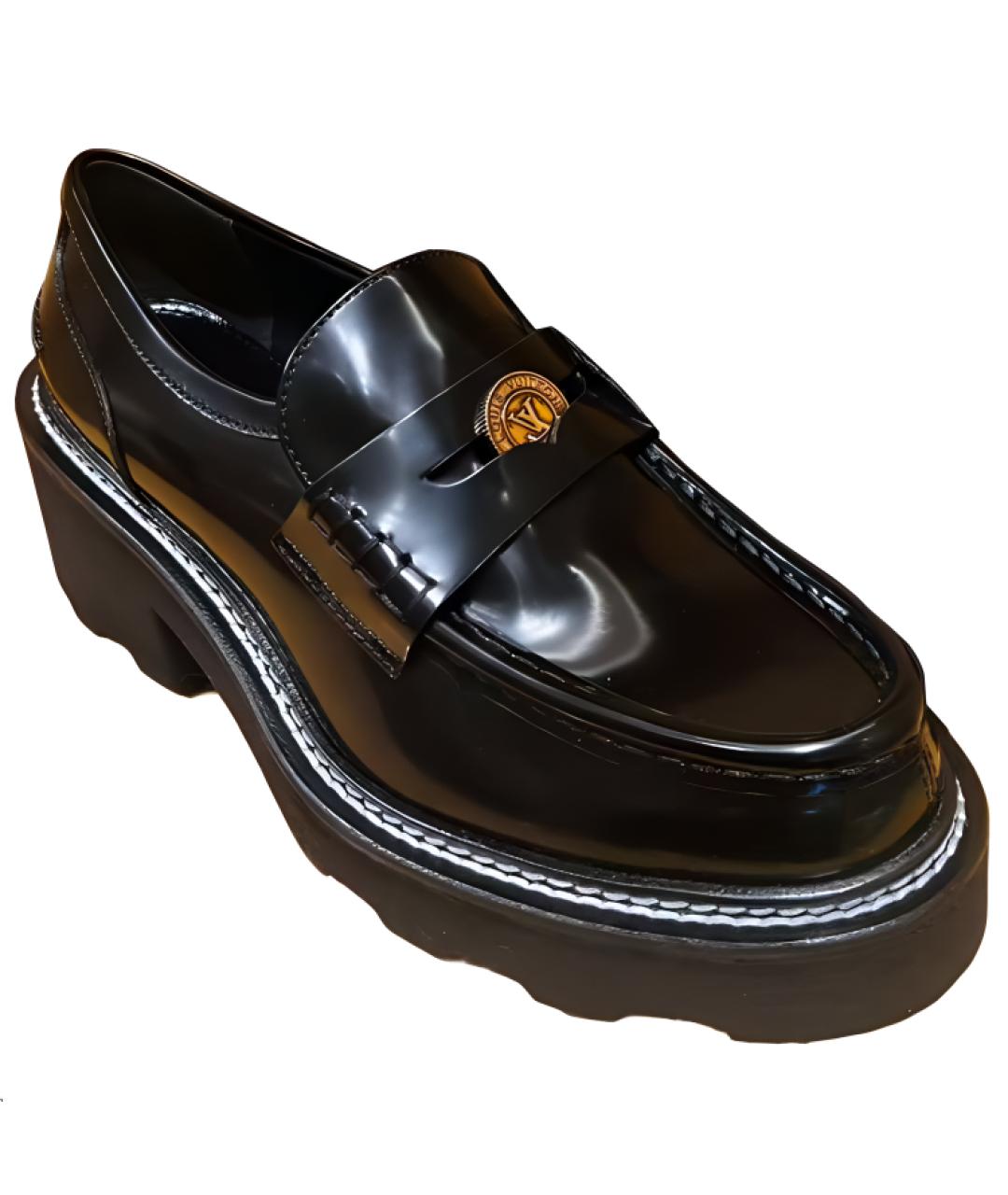 LOUIS VUITTON Черные кожаные лоферы, фото 1