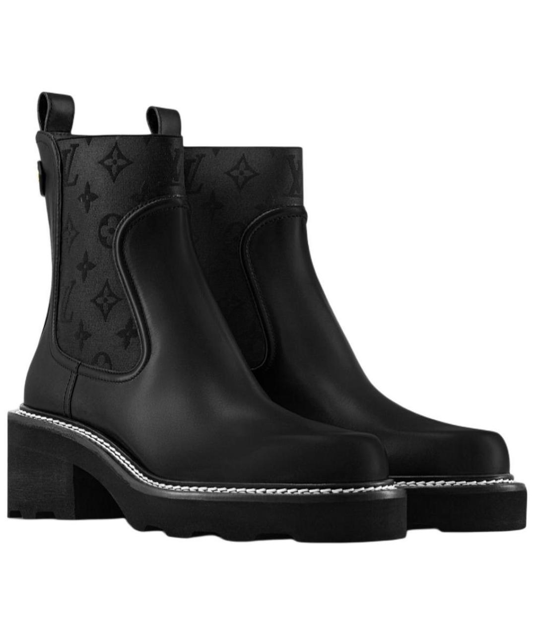 LOUIS VUITTON Черные кожаные ботинки, фото 3