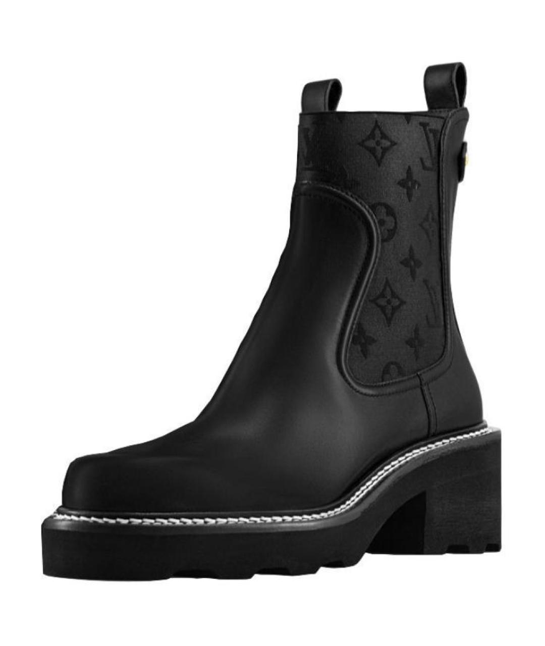 LOUIS VUITTON Черные кожаные ботинки, фото 2
