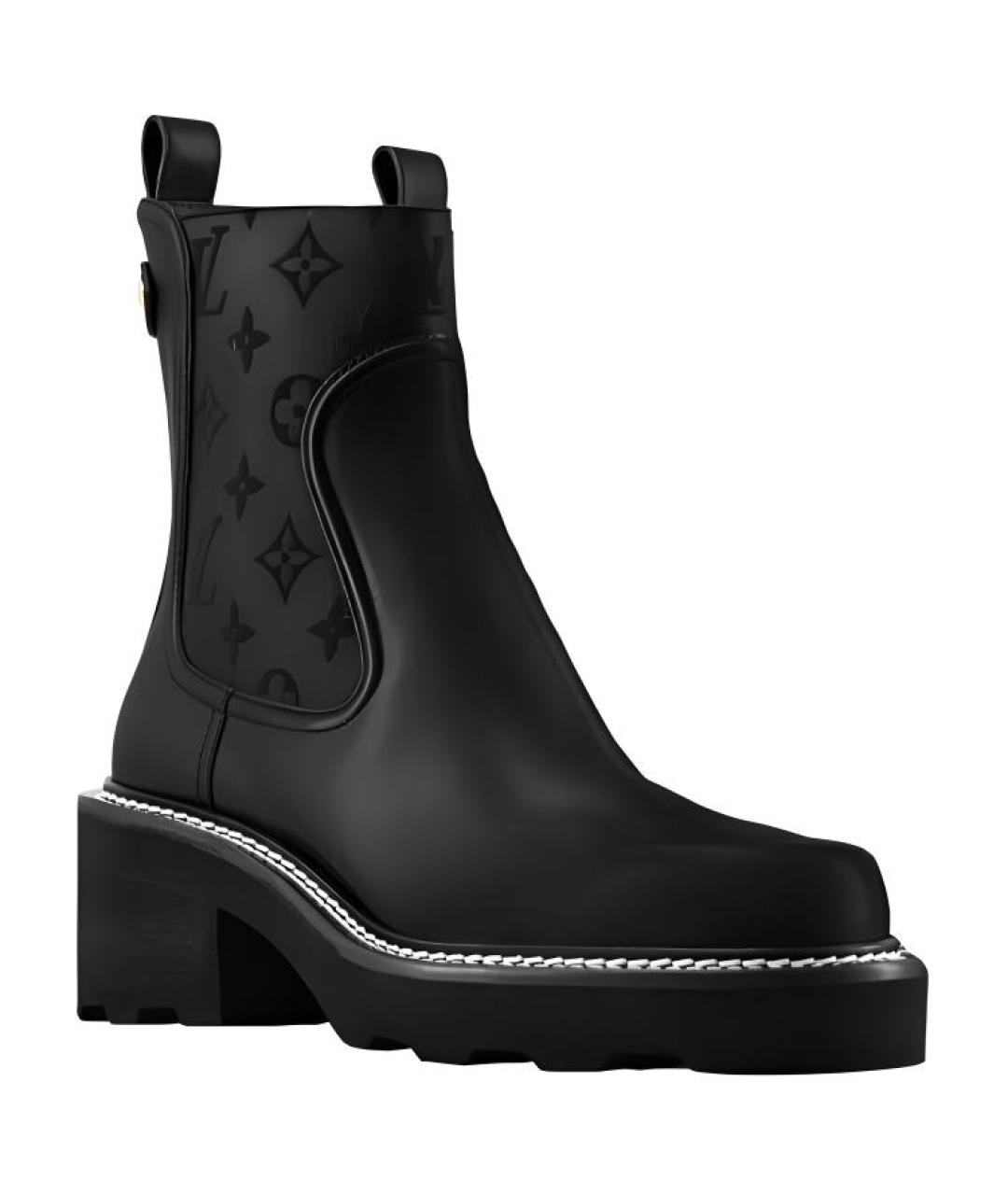 LOUIS VUITTON Черные кожаные ботинки, фото 1