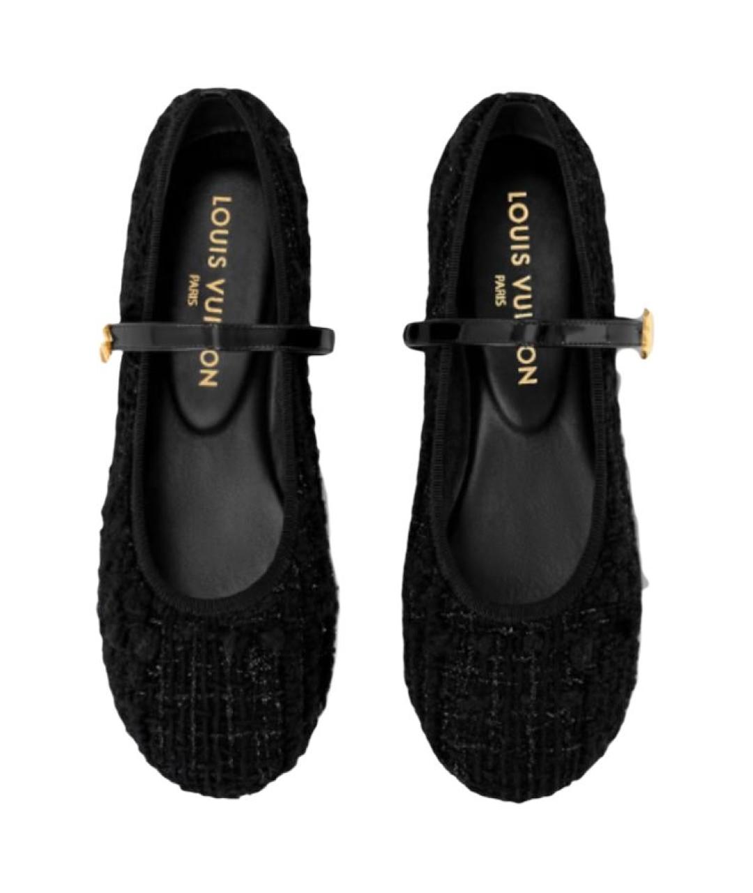 LOUIS VUITTON Черные текстильные балетки, фото 4