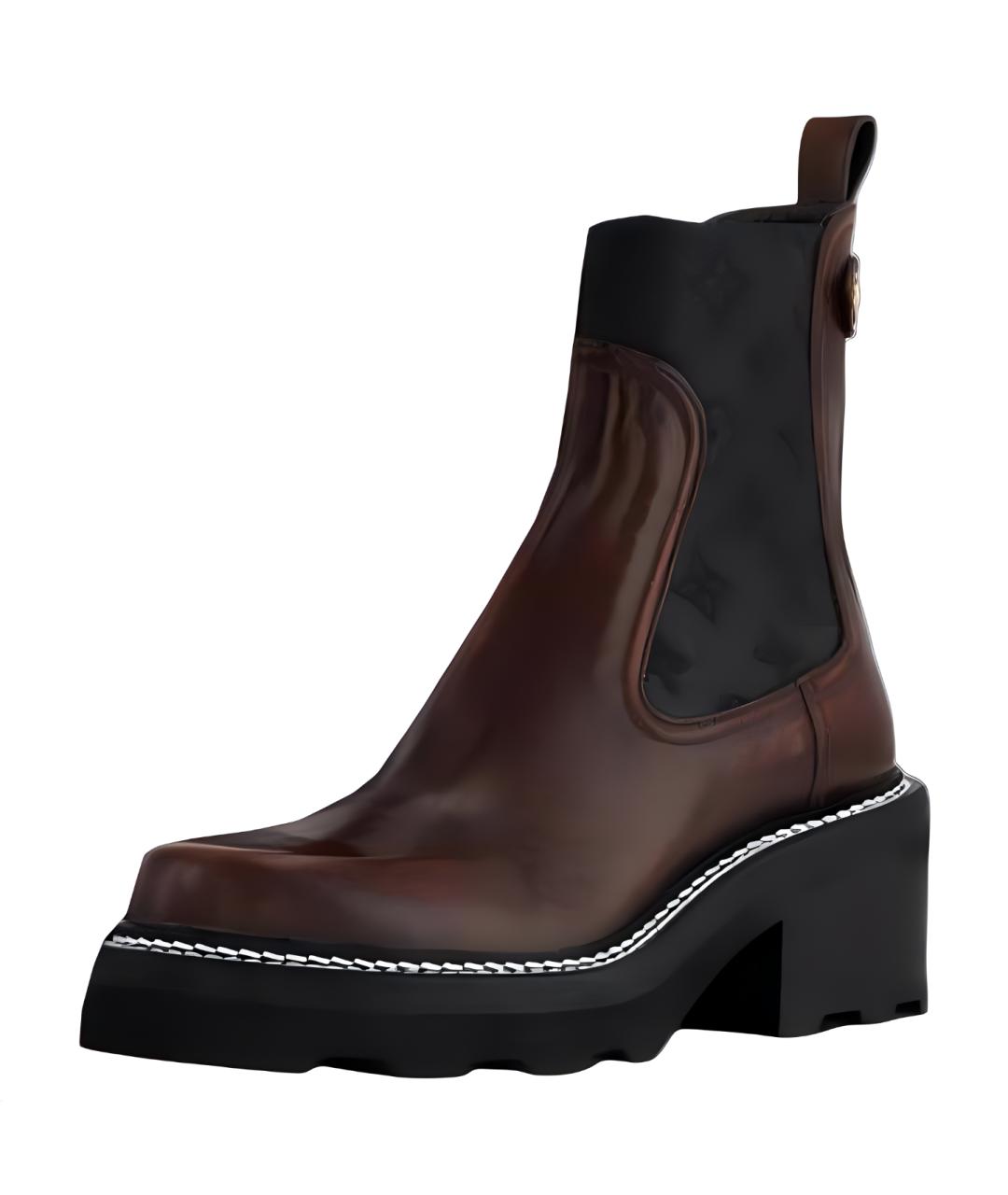 LOUIS VUITTON Коричневые кожаные ботинки, фото 2