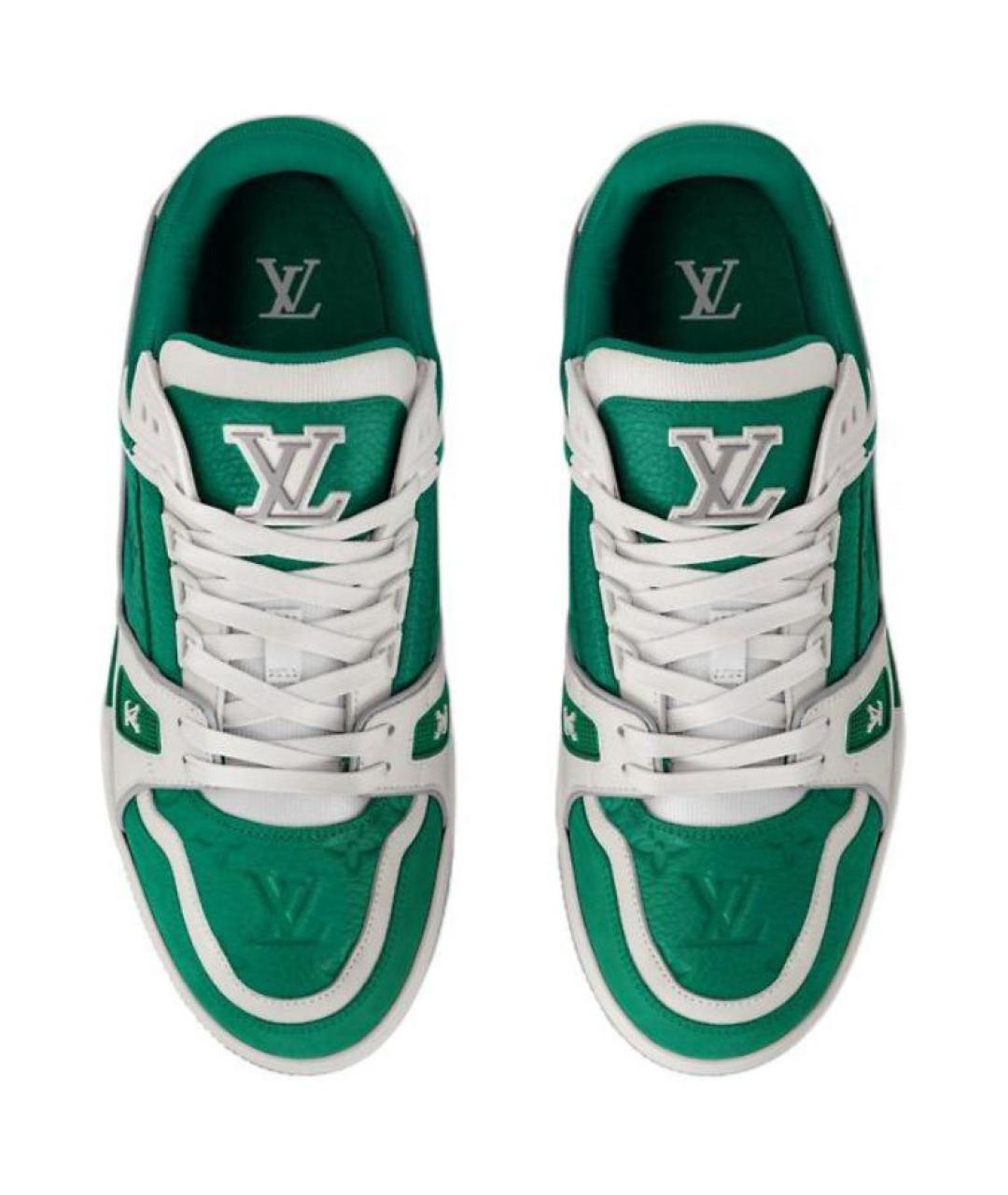 LOUIS VUITTON Зеленые кожаные кроссовки, фото 4
