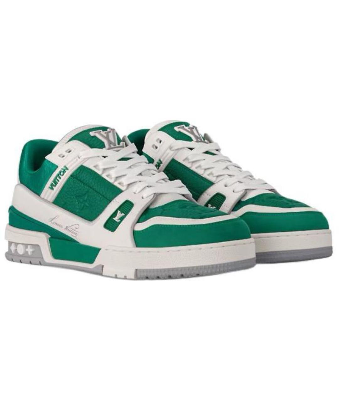 LOUIS VUITTON Зеленые кожаные кроссовки, фото 2
