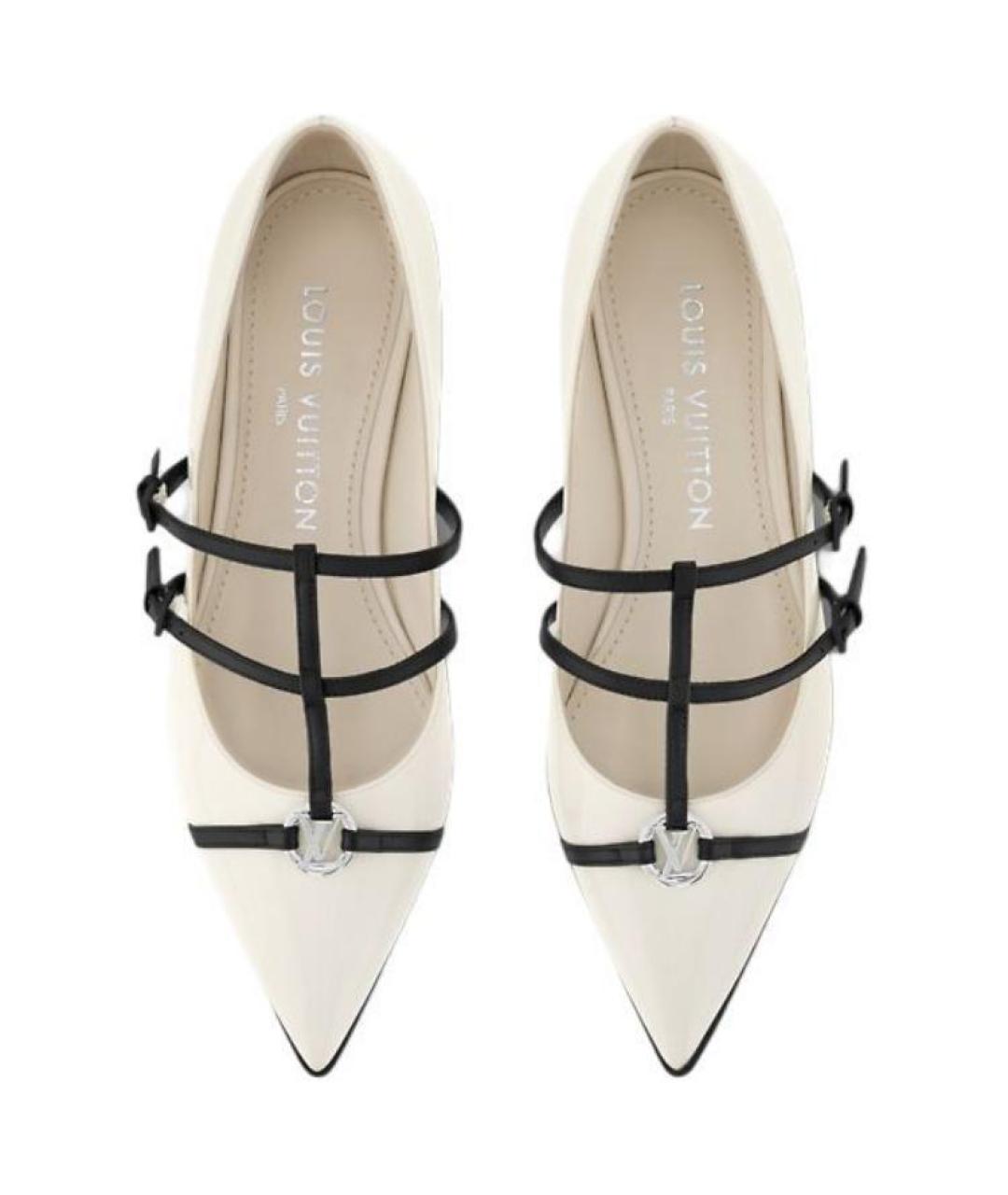 LOUIS VUITTON Белые кожаные балетки, фото 3