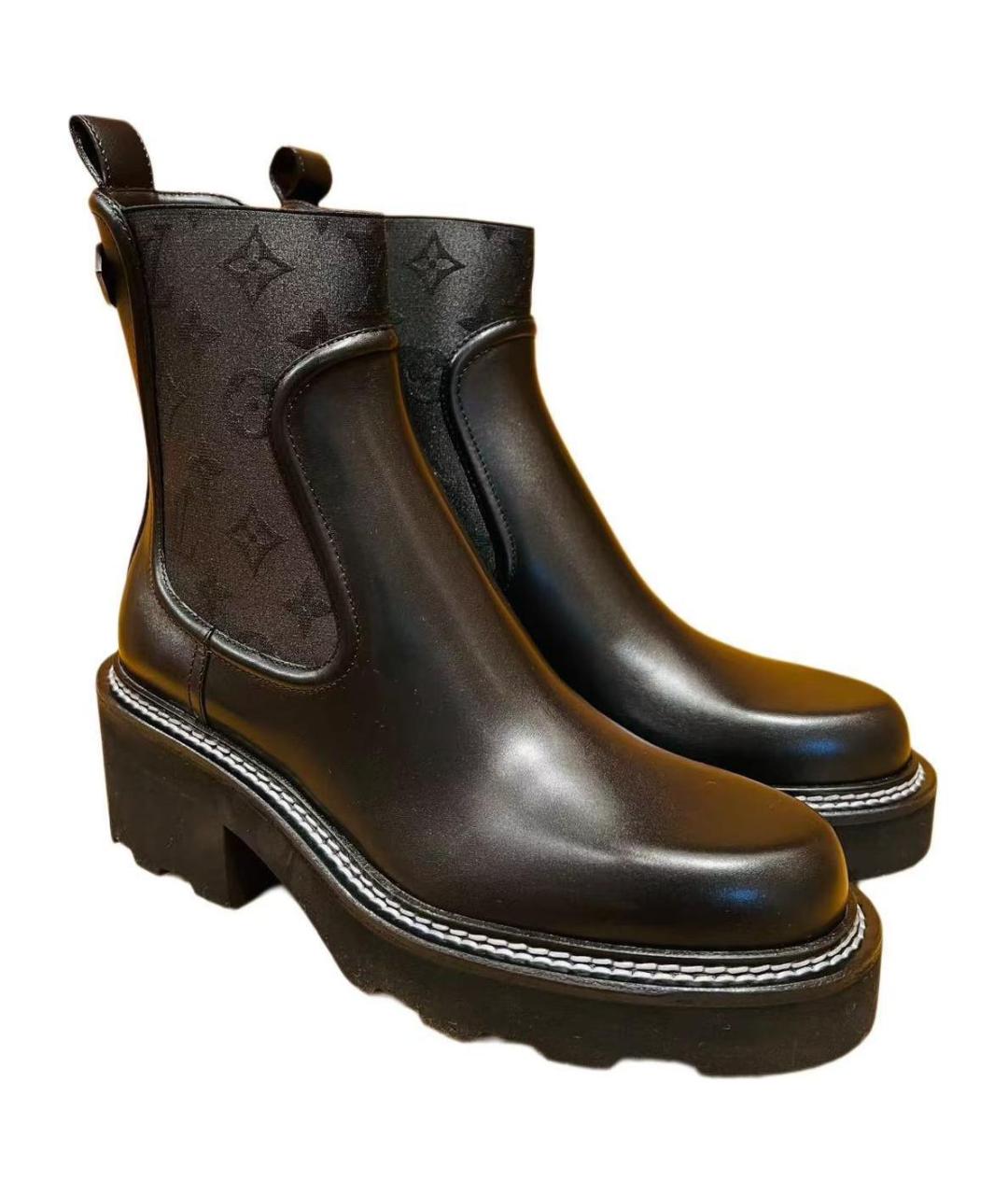 LOUIS VUITTON Коричневые кожаные сапоги, фото 3