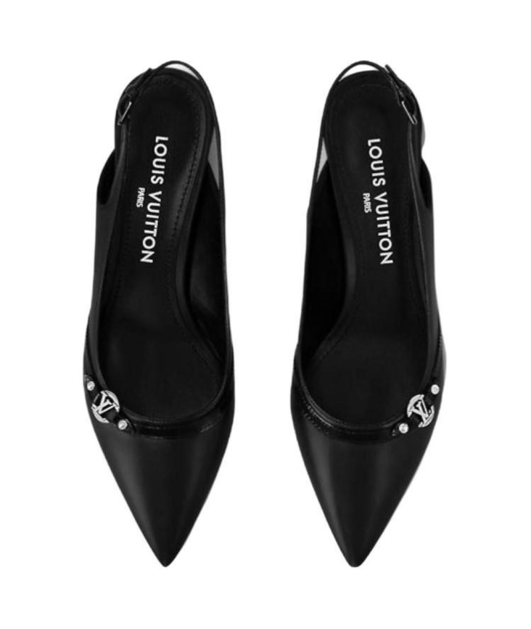 LOUIS VUITTON Черные кожаные лодочки на низком каблуке, фото 4