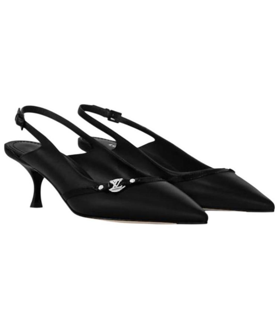 LOUIS VUITTON Черные кожаные лодочки на низком каблуке, фото 3