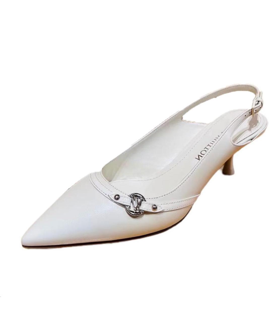 LOUIS VUITTON Белые кожаные лодочки на низком каблуке, фото 2