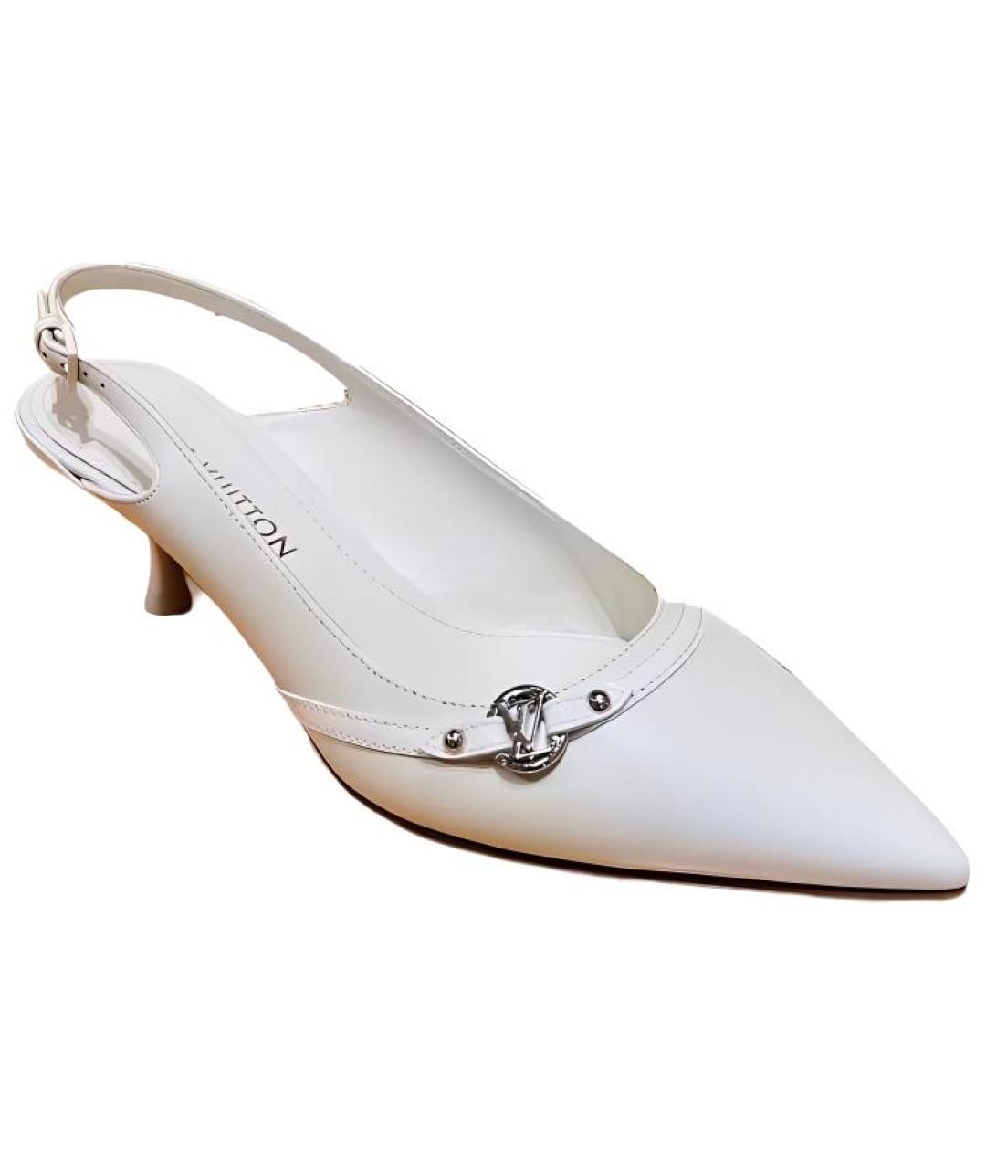 LOUIS VUITTON Белые кожаные лодочки на низком каблуке, фото 1