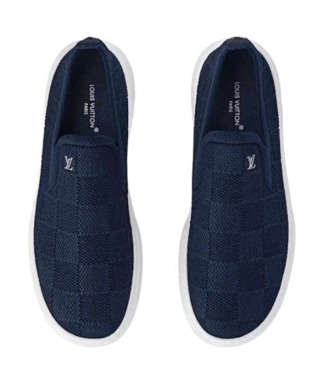 LOUIS VUITTON Синие текстильные лоферы, фото 4