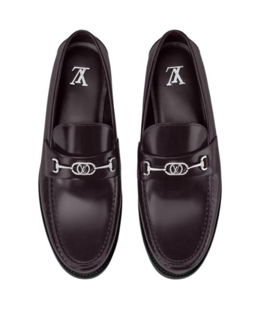 LOUIS VUITTON Бордовые кожаные лоферы, фото 4