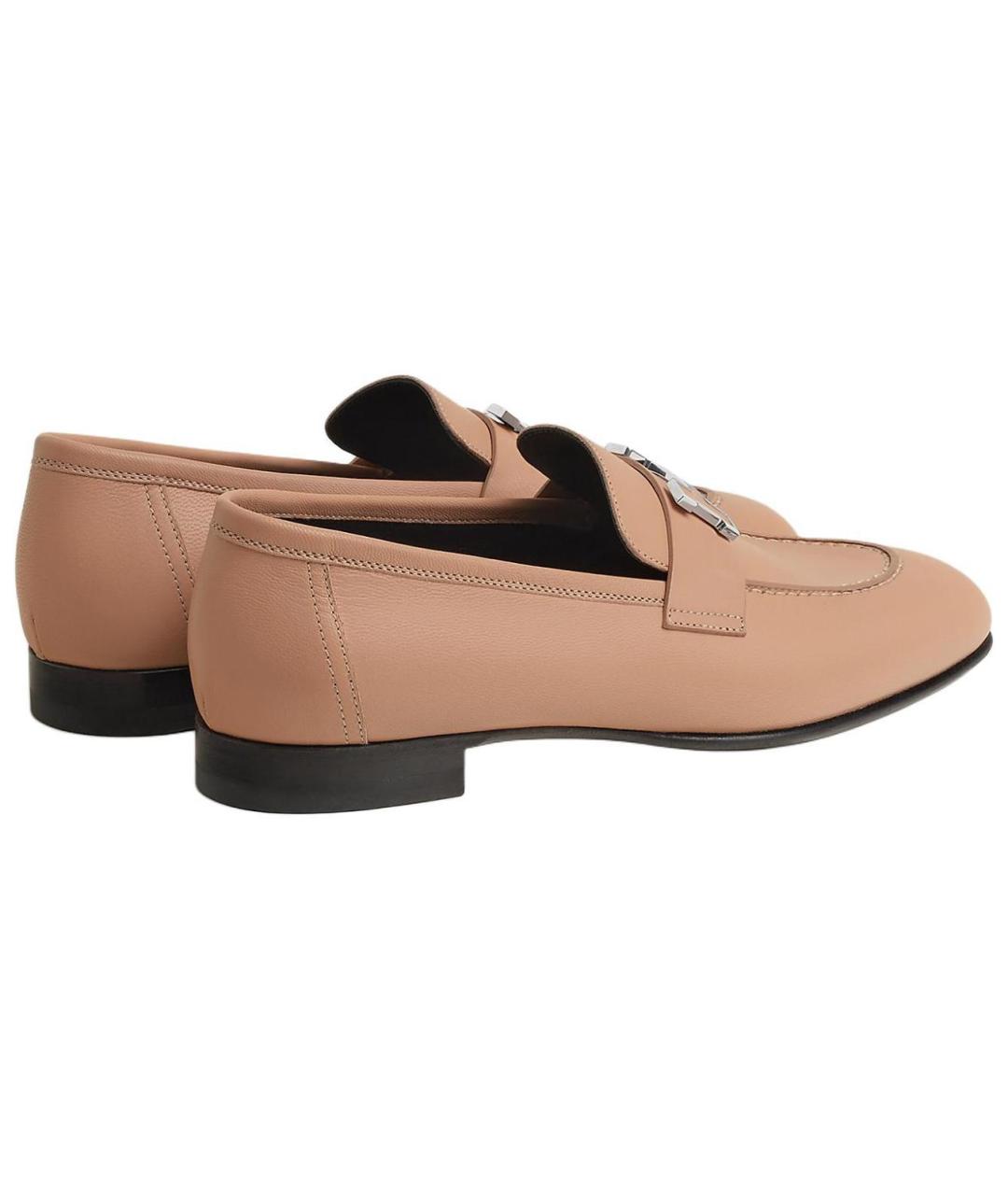 HERMES Бежевые кожаные лоферы, фото 3
