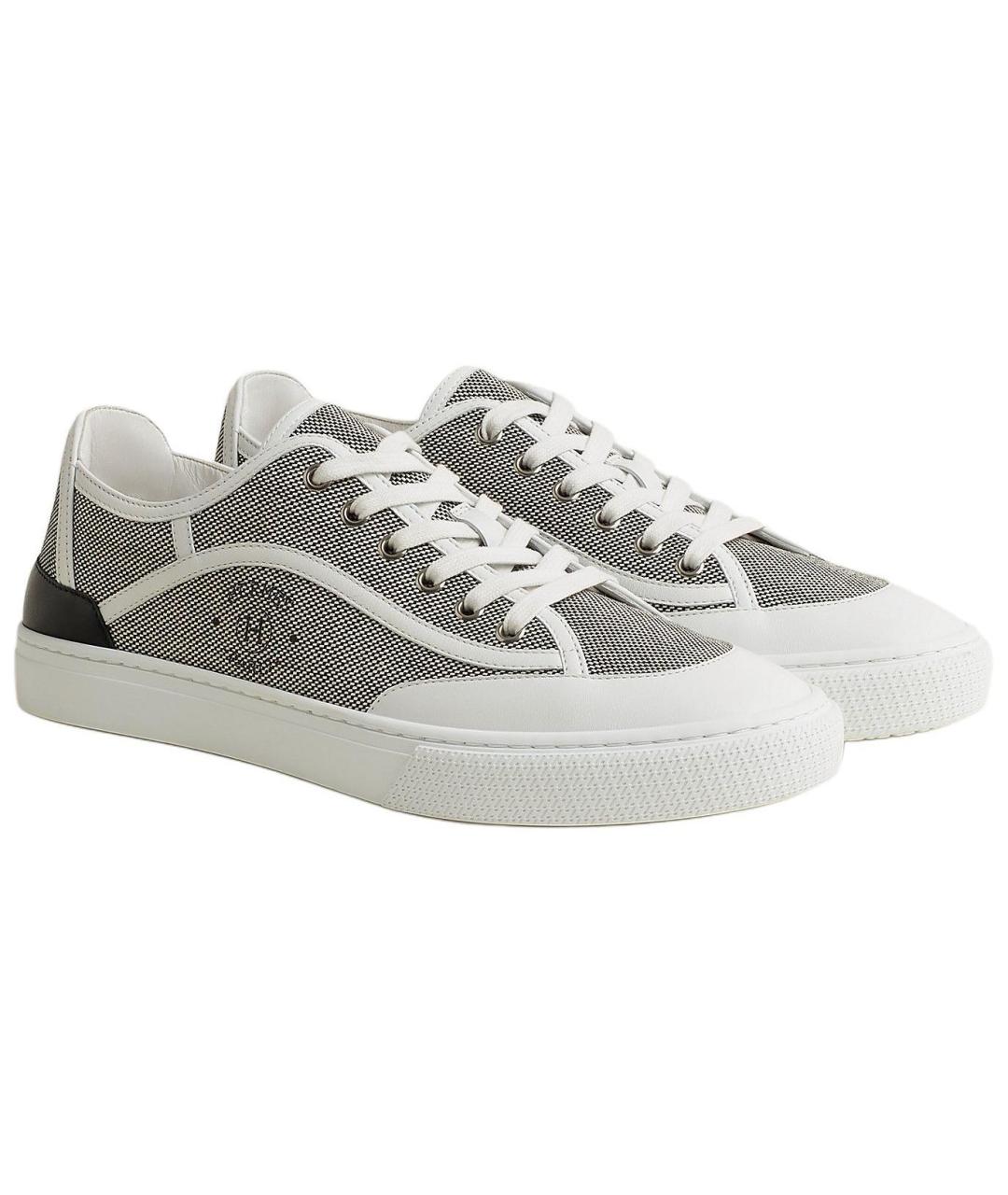 HERMES Серые текстильные низкие кроссовки / кеды, фото 2