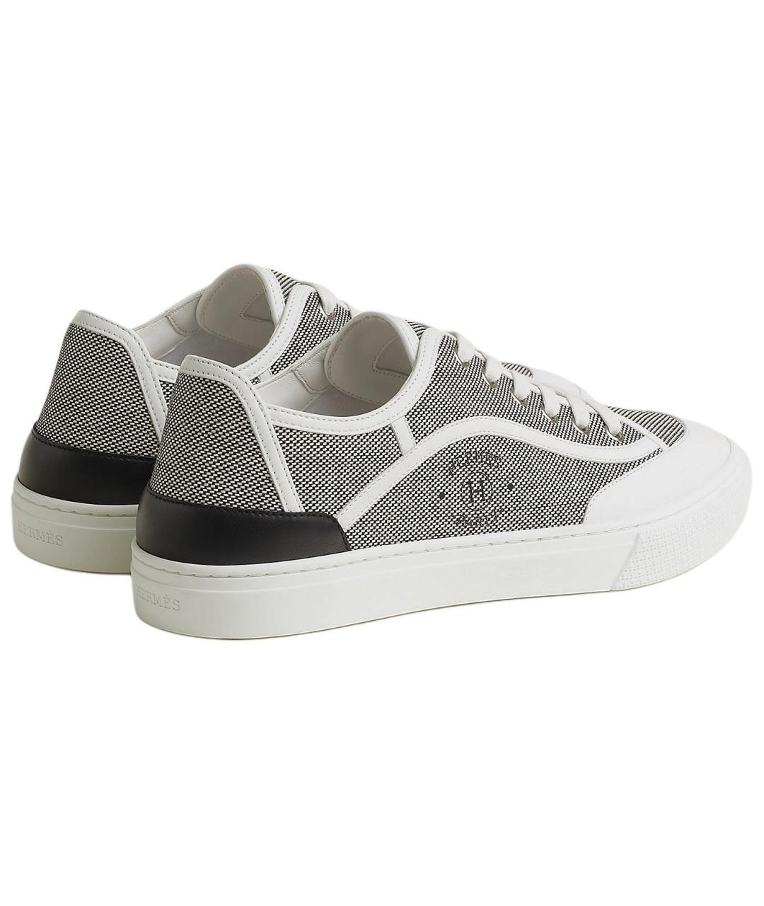 HERMES Серые текстильные низкие кроссовки / кеды, фото 3