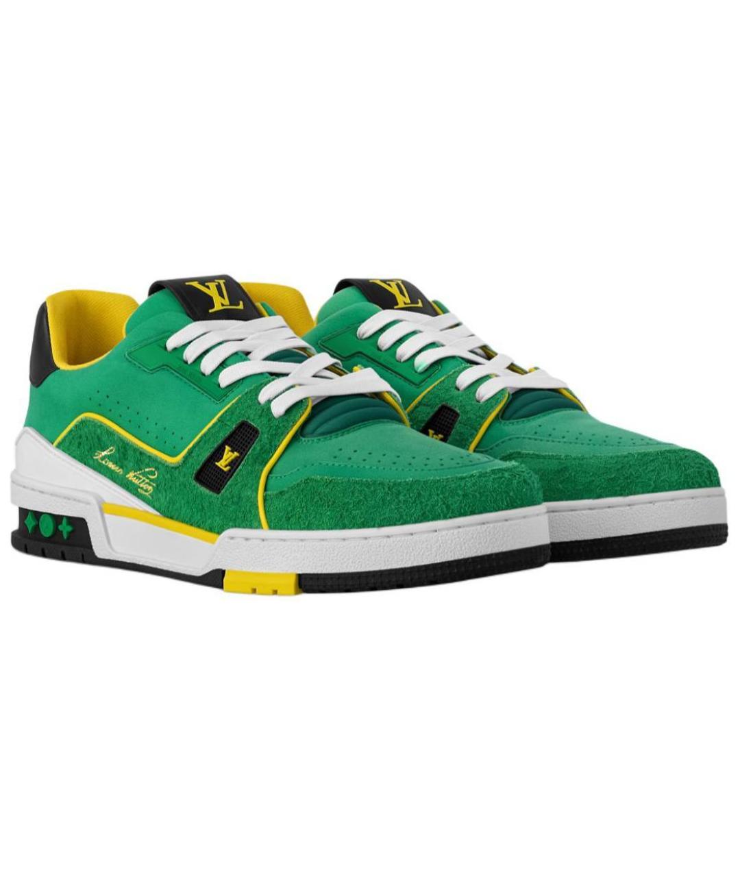 LOUIS VUITTON Зеленые замшевые низкие кроссовки / кеды, фото 2