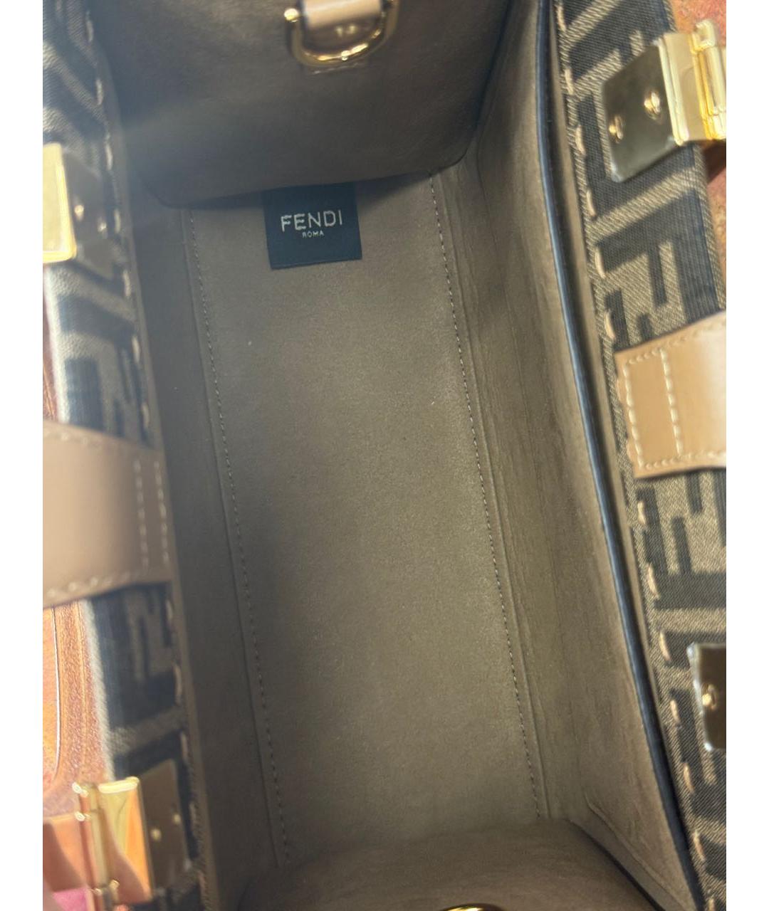 FENDI Коричневая жаккардовая сумка тоут, фото 5