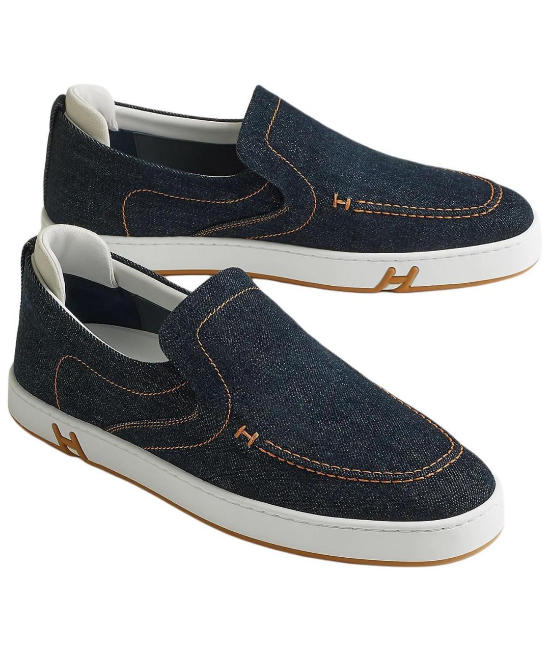 HERMES Синие слипоны, фото 3