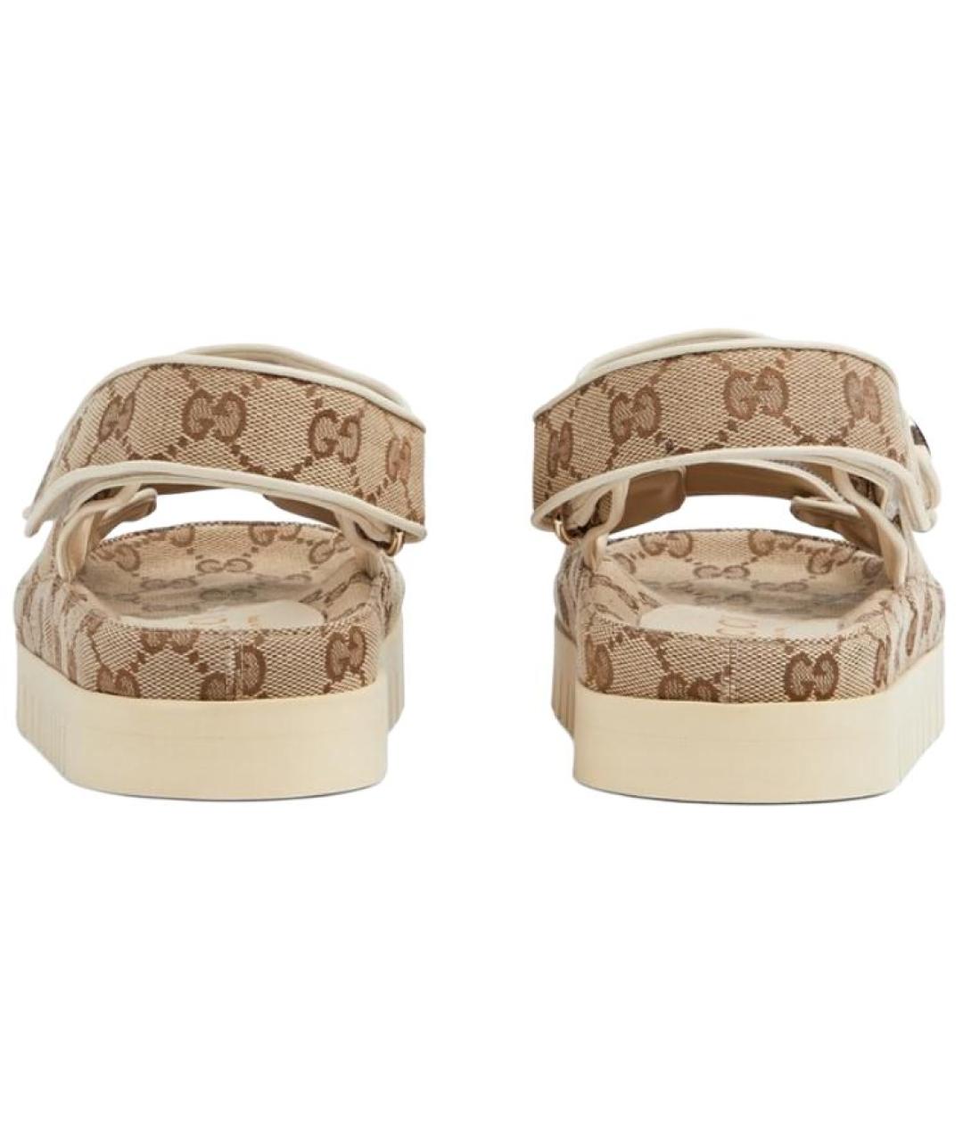 GUCCI Коричневые текстильные сандалии, фото 4