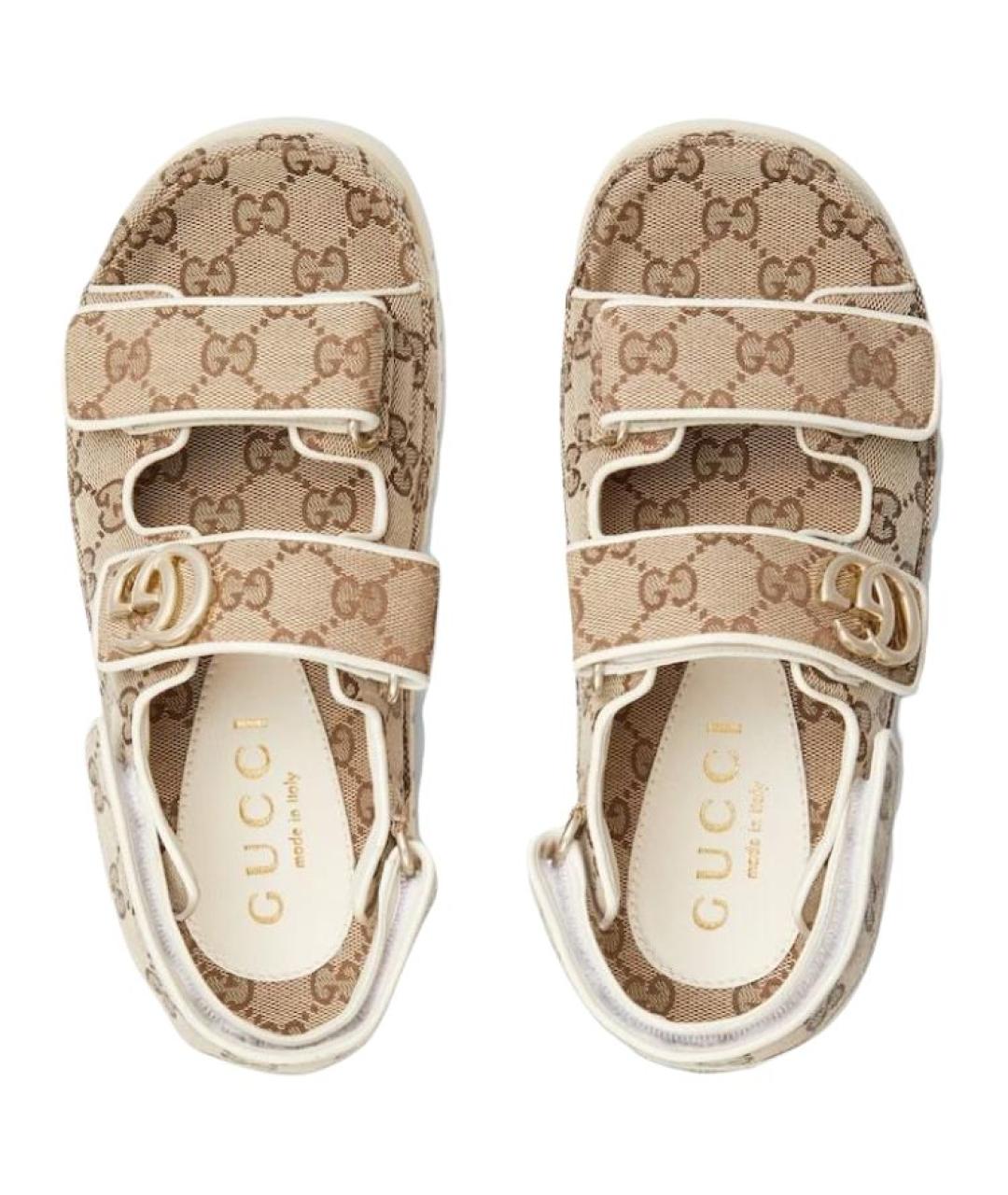 GUCCI Коричневые текстильные сандалии, фото 3