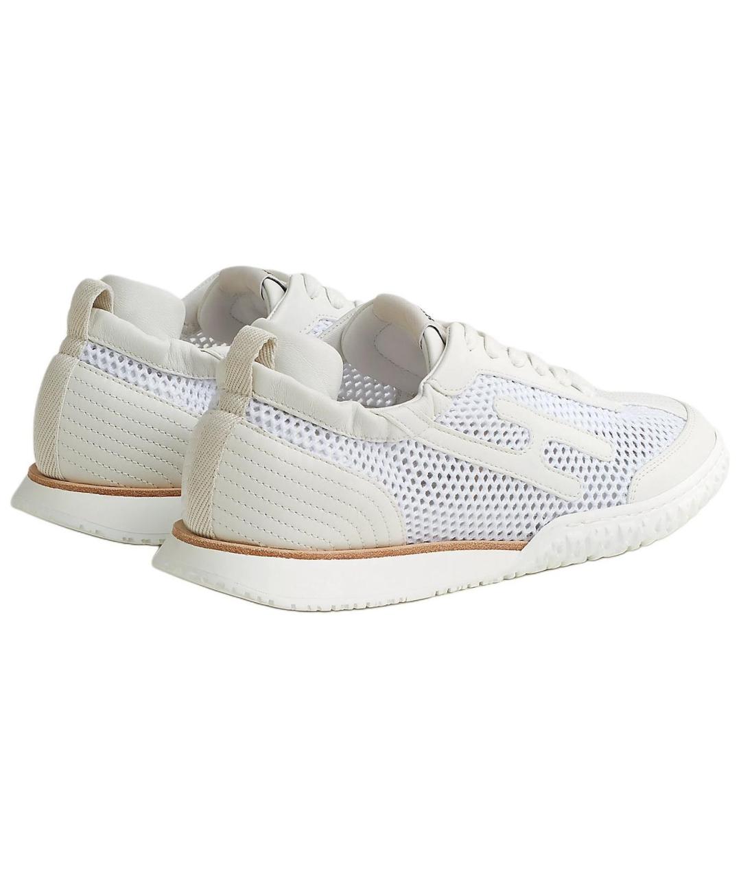 HERMES Белые кожаные кроссовки, фото 4