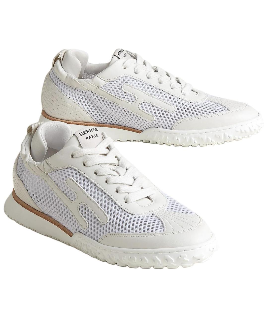 HERMES Белые кожаные кроссовки, фото 3