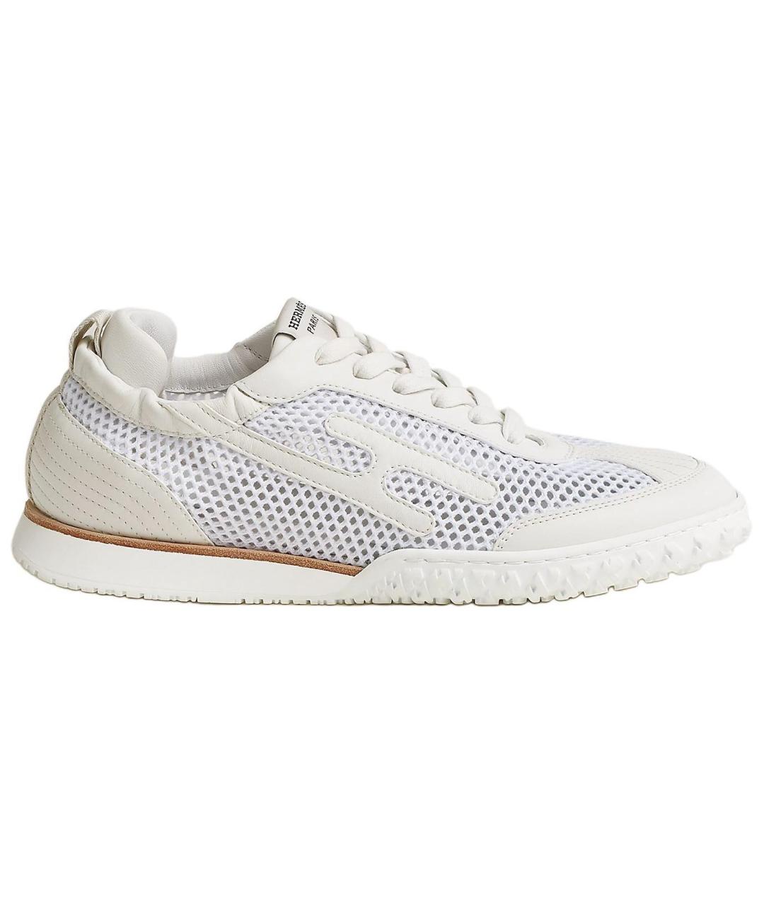 HERMES Белые кожаные кроссовки, фото 1