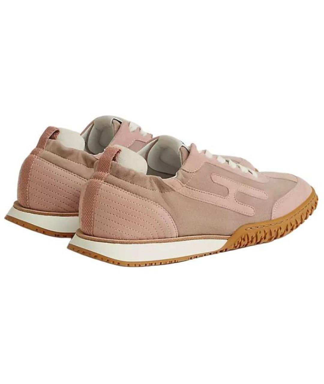 HERMES Коралловые кожаные кроссовки, фото 4