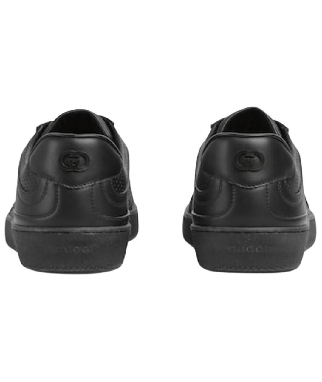 GUCCI Черные кожаные низкие кроссовки / кеды, фото 5