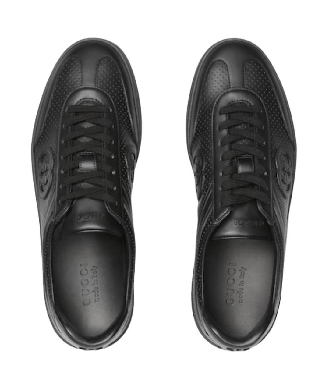 GUCCI Черные кожаные низкие кроссовки / кеды, фото 4