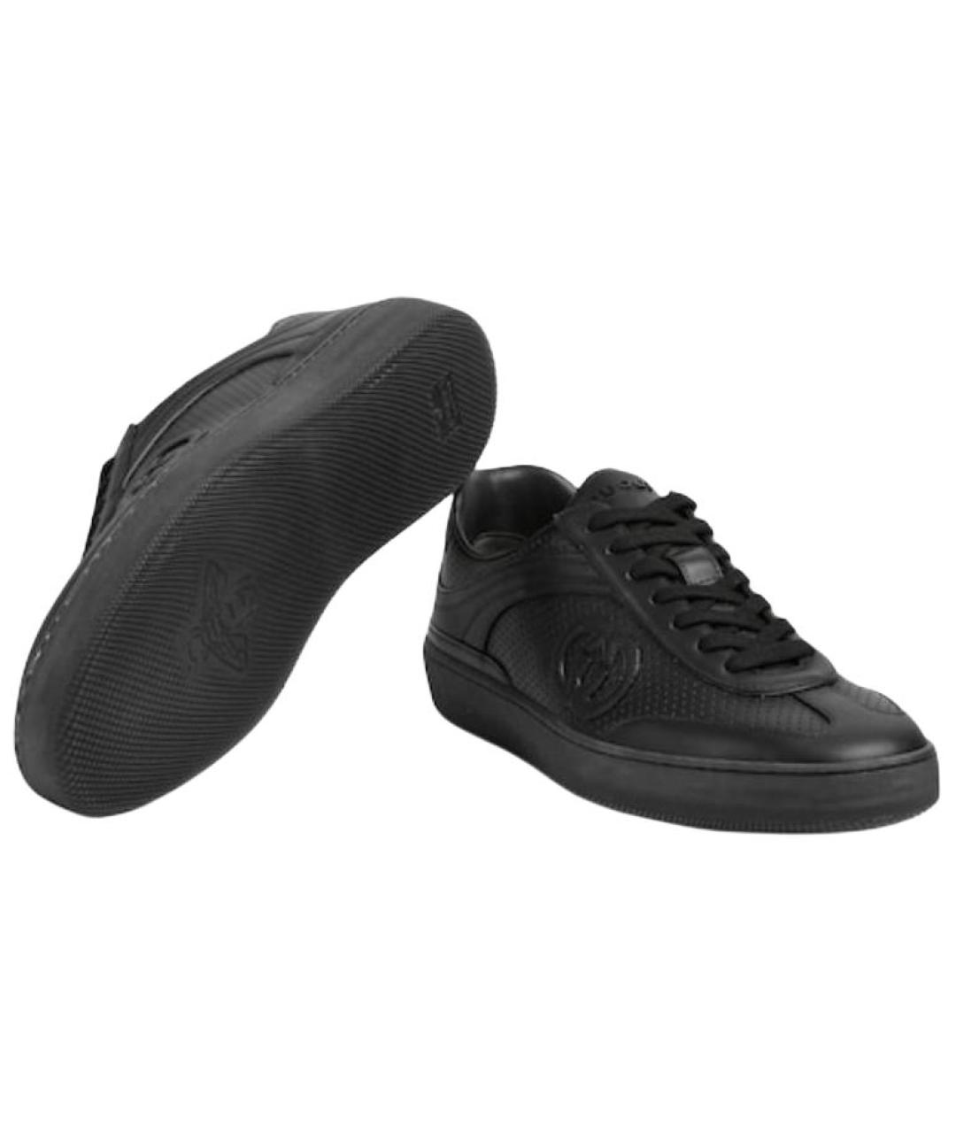 GUCCI Черные кожаные низкие кроссовки / кеды, фото 6