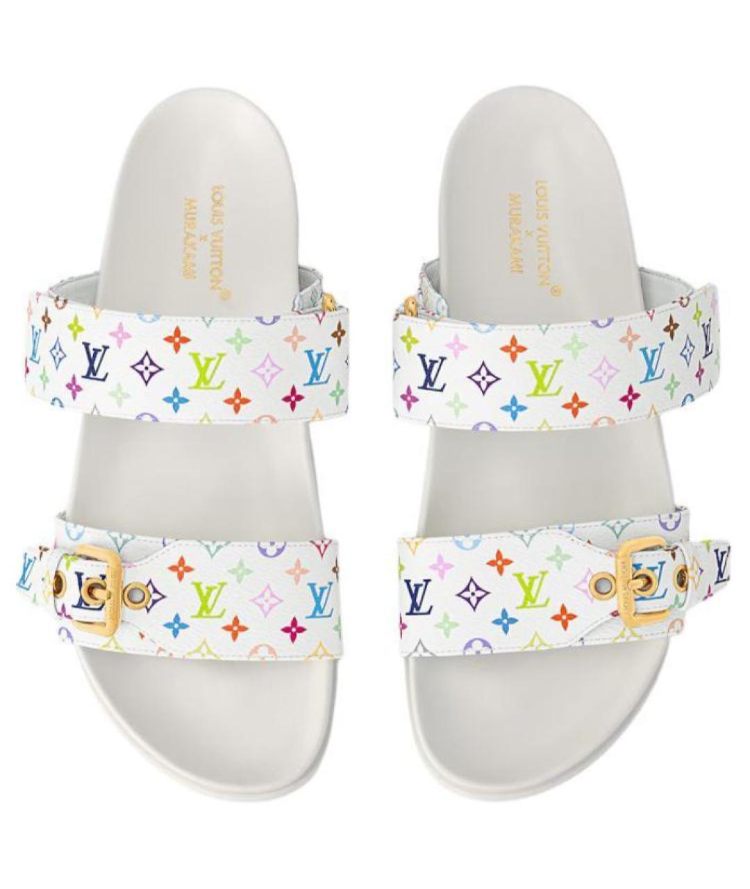 LOUIS VUITTON Белые кожаные сандалии, фото 4